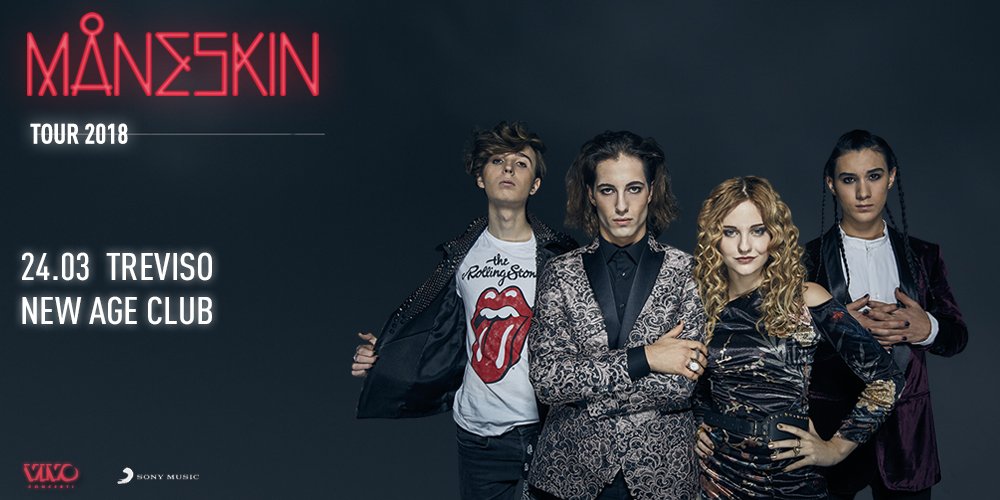 #news
Sabato 24 Marzo
<a href="/ThisisManeskin/">MåneskinOfficial</a>  • <a href="/newageclub/">New Age Club</a> 
Biglietti disponibili da giovedì su ticketone.it  da domenica in tutti i punti vendita ticketone
#newageclub