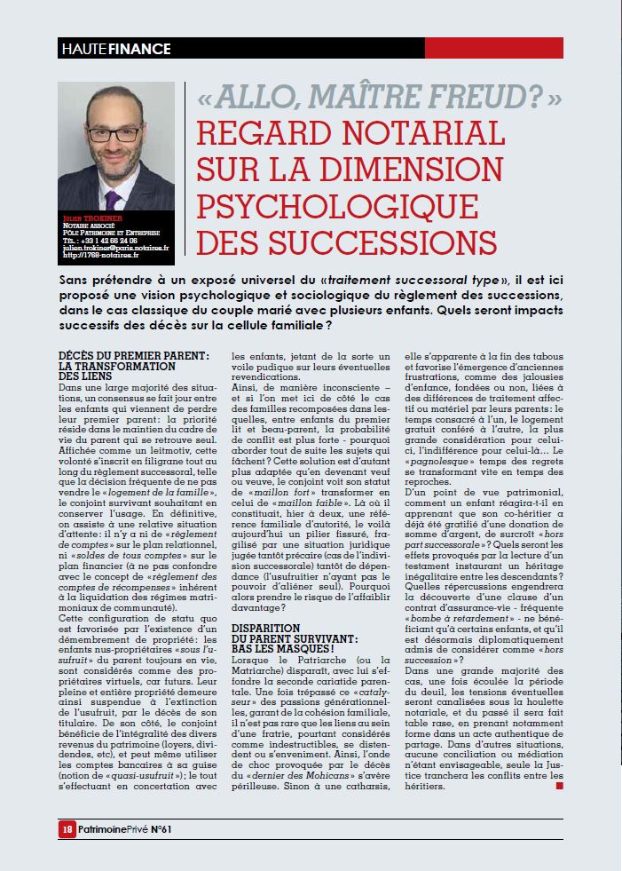 1768Notaires's tweet photo. A lire dans la revue @PatrimoinePrive un article de @JulienTrokiner sur les successions.
Bonne lecture ! https://t.co/bb3j4i9IPN