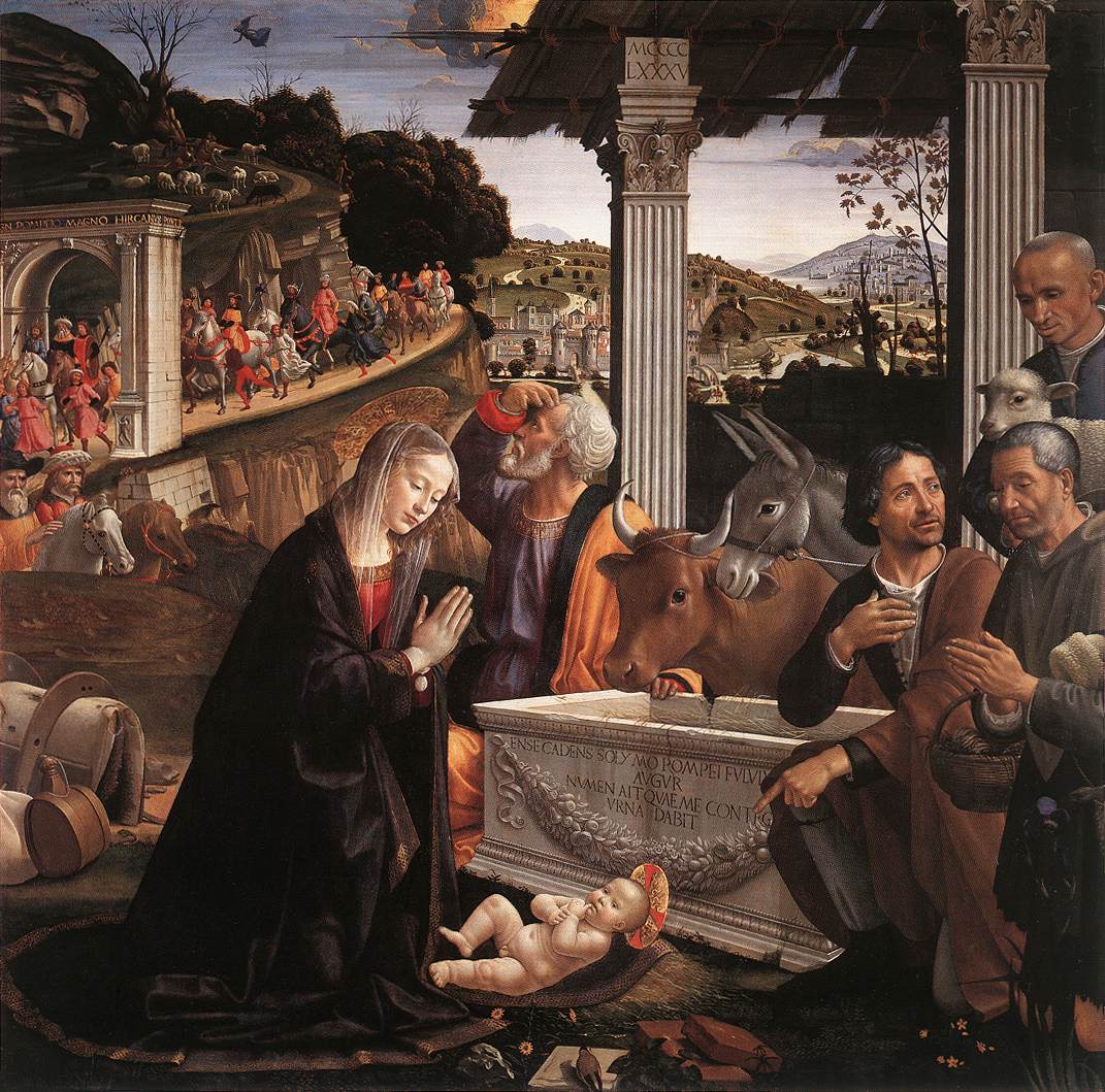 AbcElba's tweet photo. Il #Natale nell'#arte italiana: Domenico Ghirlandaio "adorazione dei  pastori" conservato nella sua collocazione originaria sull'altare della cappella Sassetti nella basilica di Santa Trinita a #Firenze #CapolavoriDArte https://t.co/A61T12ip5C