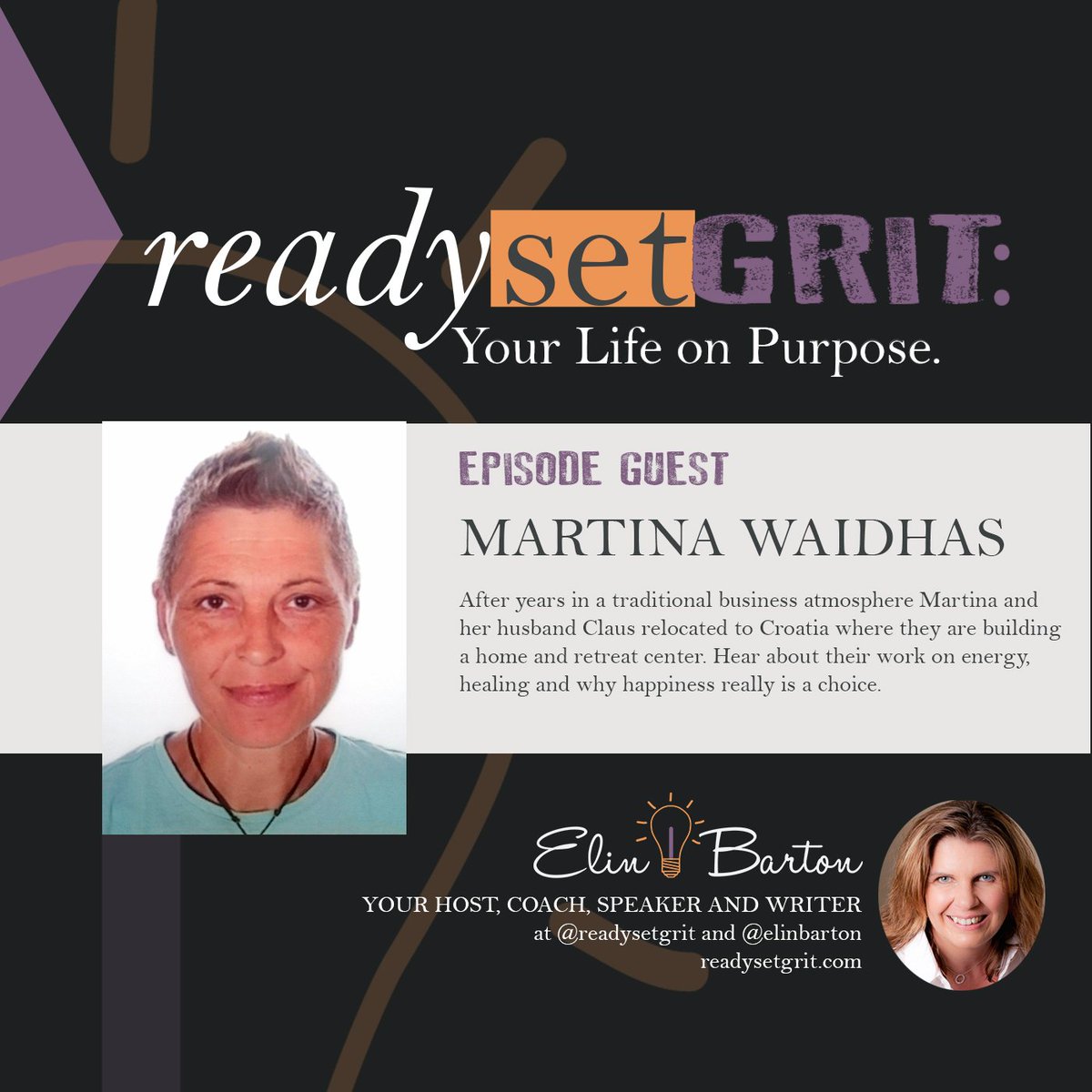 ReadySetGrit's tweet image. This week's podcast guest is energy healer and fearless leader of reinvention. Martina talks about how she and her husband recently took a massive leap of faith to open a retreat center in Croatia and she talks about amazing healing of humans and animals.

elinbarton.com/ep50-energy-he…