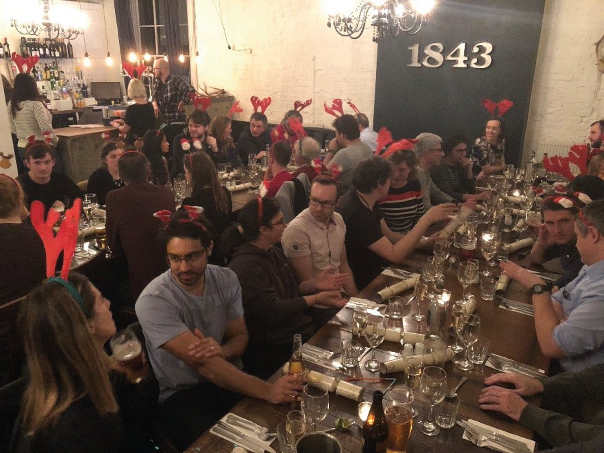 synthace's tweet photo. Rounding off a great 2017 with the Synthace #xmas party. 2018 is already looking stellar – lots of big announcements and developments in the pipeline 😊 Interested in joining our team? See #synbio #biotech and #software roles at https://t.co/4q0A0AK7dy
#golang #antha https://t.co/mf656XiN01