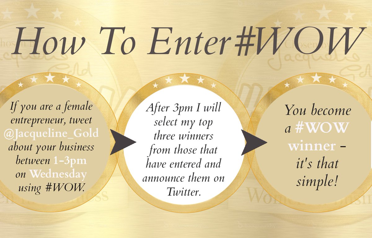 Jacqueline_Gold's tweet photo. I'm looking for three new talented #femaleentrepreneurs to join my Women on Wednesday community! Enter my #WOW competition between 1pm and 3pm today to enter https://t.co/ADLq79qxtp
