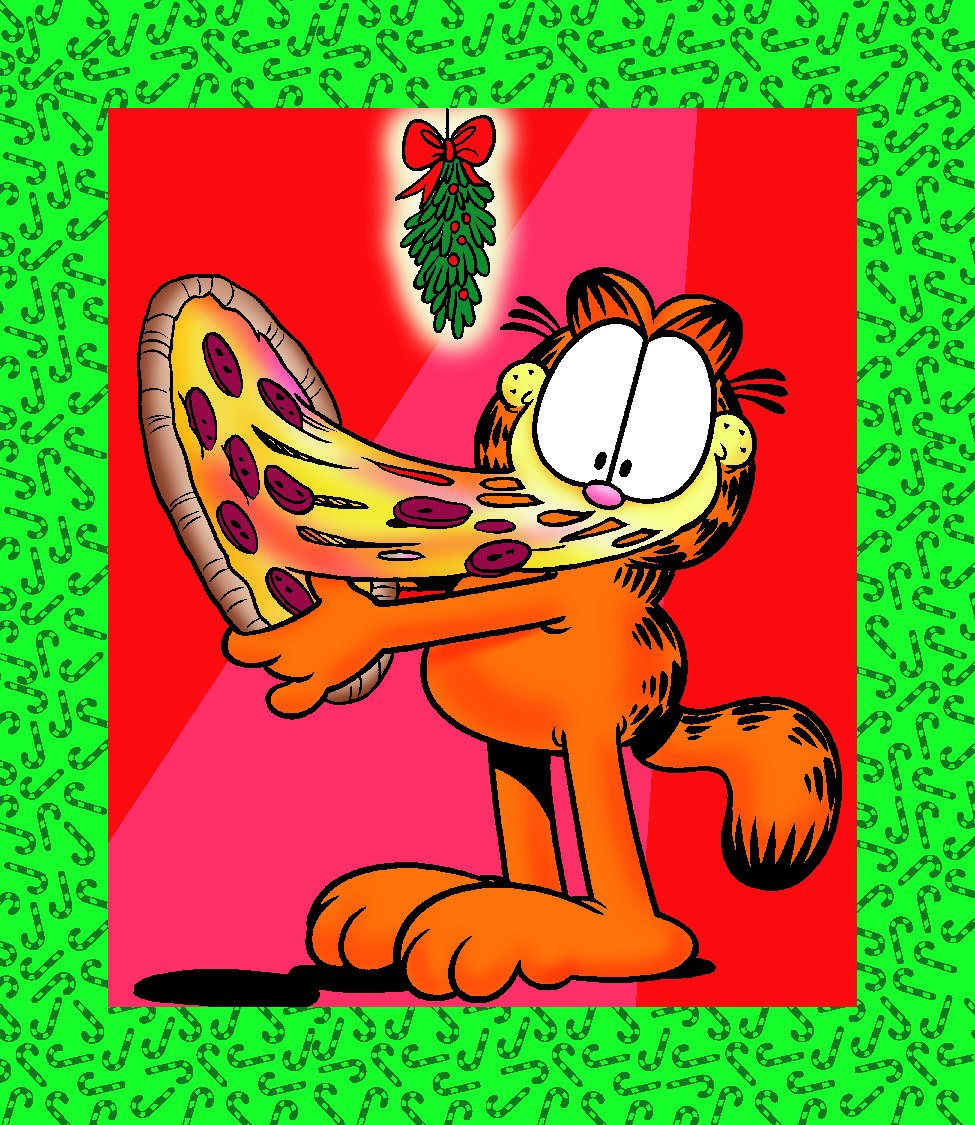 garfield_jp's tweet photo. ｡oO（今朝も寒いね！　ピザ、ぺろ～ん）

#garfield #ガーフィールド #クリスマス #Christmas #pizza https://t.co/xON5JjOK59