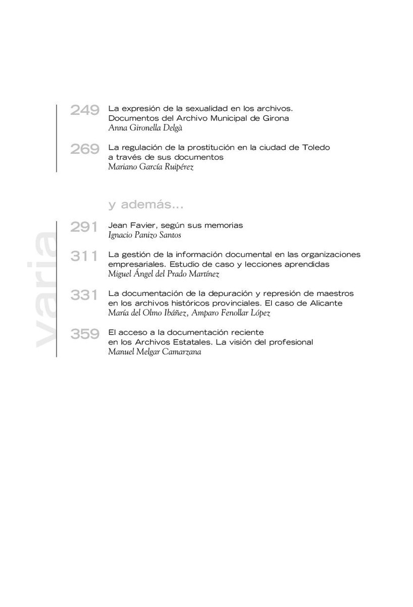 Contenidos de nuestra revista #Tabula dedicada monográficamente a "Memoria y deseo. #Sexo y #género en el #archivo"