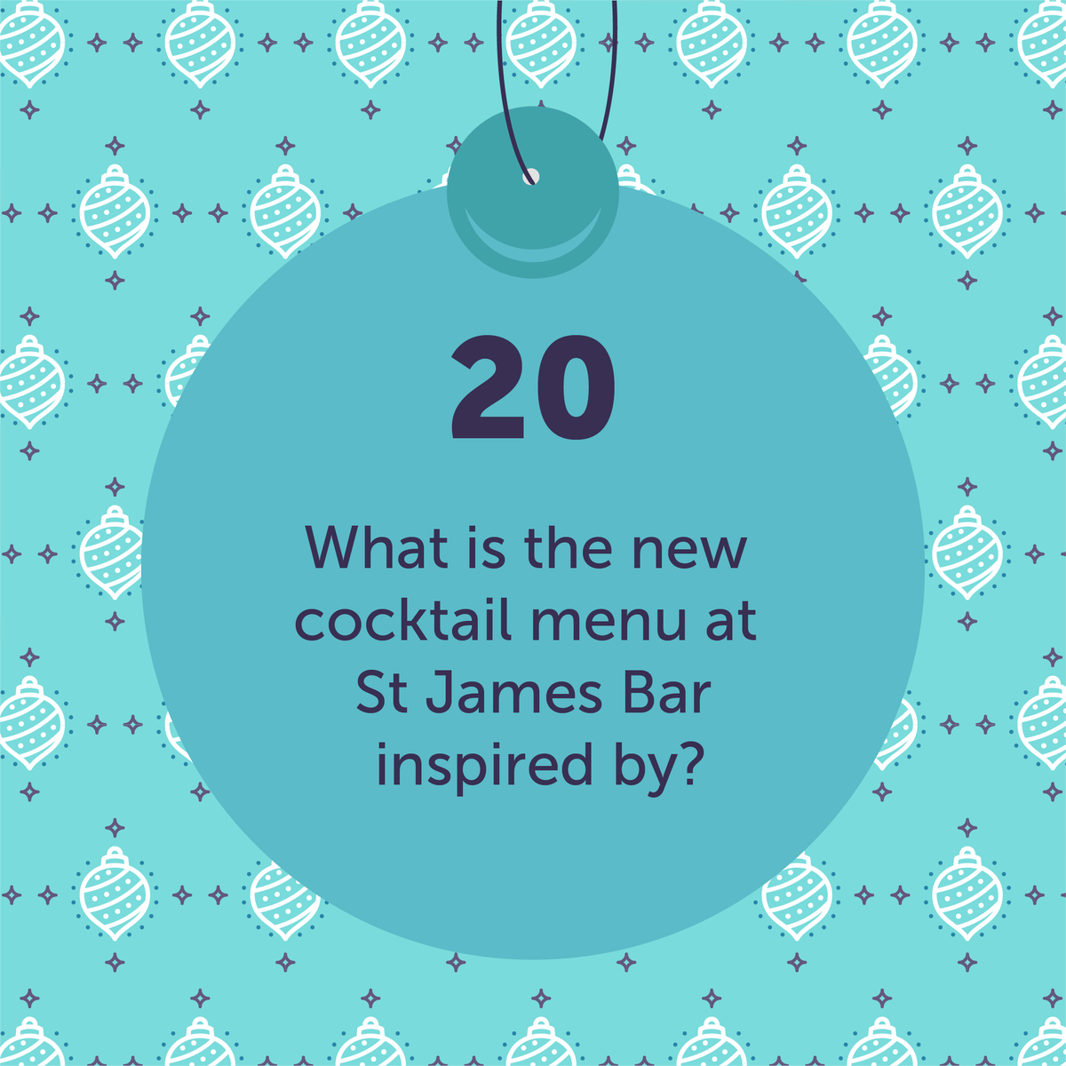 londonwestend's tweet photo. What is the new cocktail menu at St James Bar inspired by? To win delicious cocktails for two >> RT, comment with your answer and make sure you’re following us & @SofitelLondonSJ! Winner announced after 5pm today, good luck! #XmasFirsts https://t.co/CPnPWdWGCm
