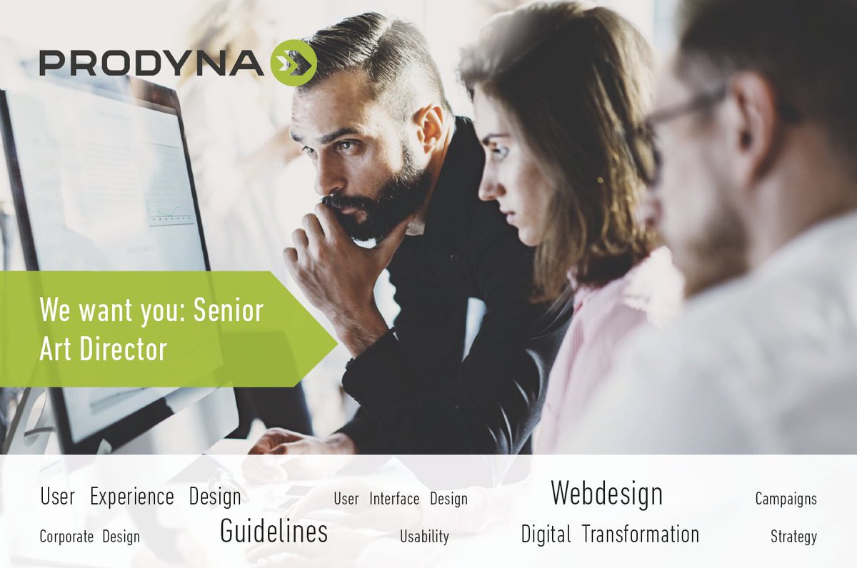 PRODYNASE's tweet photo. We want you: #SeniorArtDirector for the expansion of our young #CreativeUnit in #Frankfurt, #Berlin &amp; #Munich. We are looking for new team members with #energy, #curiosity, #creativity &amp; joy of valuable #design > https://t.co/15t14hojk3 #communication #design #jobs #WeAreHiring https://t.co/naAvHSBspx