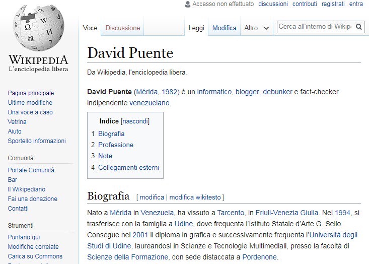 DavidPuente's tweet photo. Oggi ho ricevuto una gradita sorpresa. Gli studenti dell'Università di Catania che hanno lavorato al progetto #WikiTIM hanno creato una voce ufficiale Wikipedia "David Puente". Ragazzi, mi sento onorato e vi ringrazio tanto! 
➡https://t.co/tUvfvKC4Fh
➡https://t.co/zdFfqMmBbJ https://t.co/QflkbGXhuU
