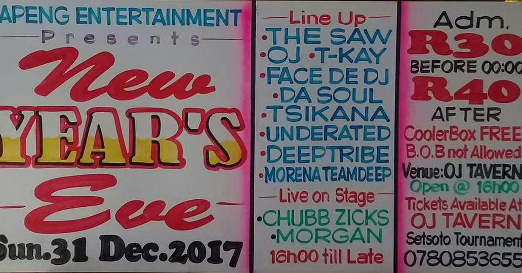 DLothane's tweet photo. New Years Eve
OJ Tarven (Ha Majara)
Clocolan
Lobola R30
#Lapeng Entertaiment https://t.co/XXnaFBdTsR