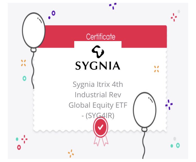 jljordaan's tweet photo. I just invested in some Sygnia Itrix 4th Industrial Rev Global Equity ETF $SYG4IR shares through @EasyEquities. Backing the 4th Industrial Revolution #ETFelf @sygnia. All the companies I want to work for one day @leon_wayway. FOMO? Sign up and start: https://t.co/VDSWBzrvMr https://t.co/ZUpwhafXo7