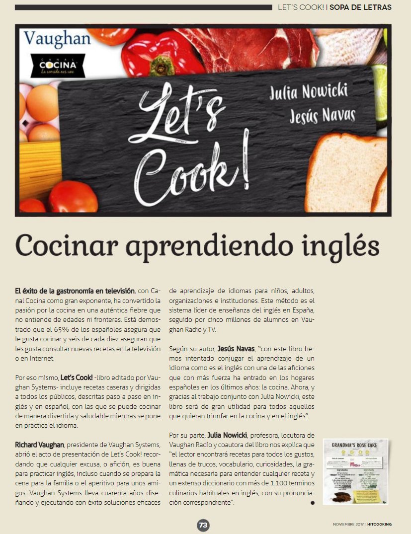 GrupoVaughan's tweet image. Mirad lo que dicen en @HitCooking sobre "Let's cook!". ¿Tú ya tienes el tuyo? #LetsCook @julia_nowicki