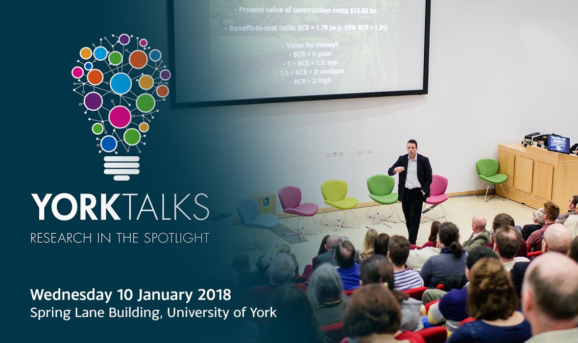 Don't miss the opportunity to learn about #YorkResearch at our popular #YorkTalks event in January. Free tickets available now: bit.ly/yorktalks18