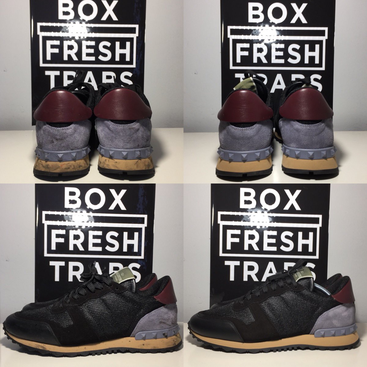 Boxfreshtrabs's tweet photo. Valentino runners sent in by @sarah.byrne8 for a @_boxfreshtrabs_ Premium clean, now they are looking sweet and ready for some Christmas fun!! Always keeping your trabs fresh here at boxfreshtrabs #boxfreshtrabs #valentino #sneakerhead #shoecleaning #christmas #freshkicks https://t.co/AXNOaENIqz