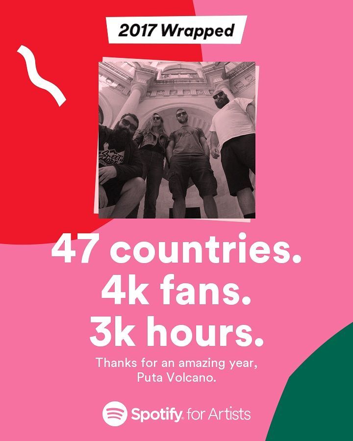 2017 was a good year, wasn't it? Let 2018 come now..
Find us here: open.spotify.com/artist/6tyOQab…

#spotifyforartists #spotify #putavolcano #harmonyofspheres #heavyrock #rock #desertrock #thankyou