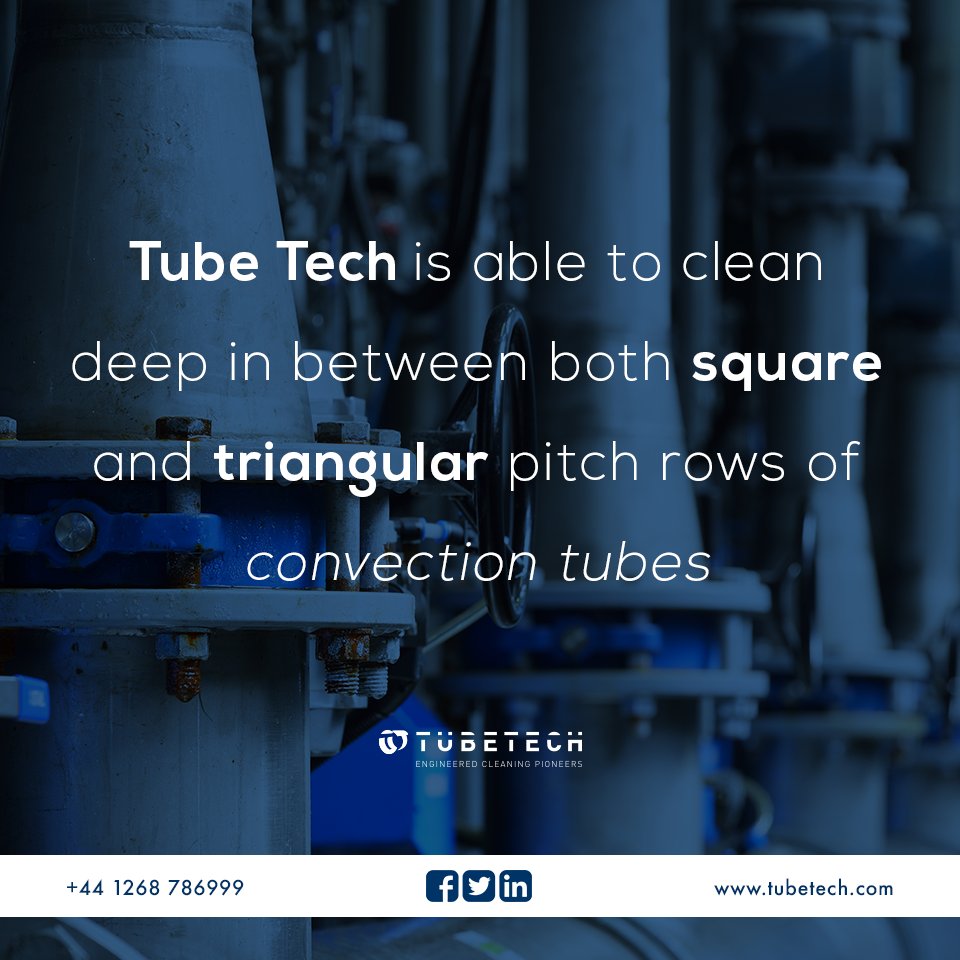 TubeTechInd's tweet image. Using #RobotCleaning technology, Tube Tech is able to clean deep in between both square &amp;amp; triangular pitch rows of convection tubes: bit.ly/2jGgtgu