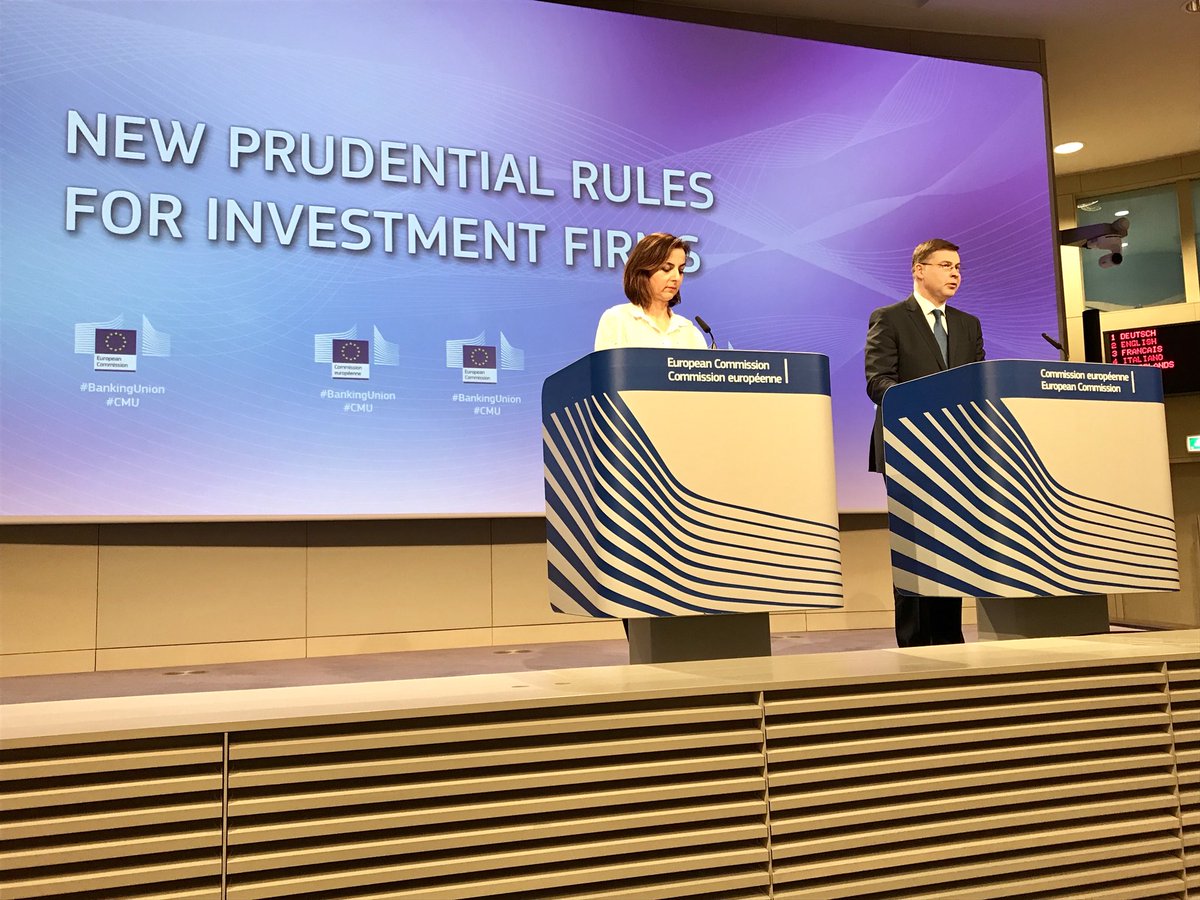 VDombrovskis's tweet photo. Several thousand investment firms in the #EU help to channel funds to productive uses. Today we are making their capital requirements more proportionate. Smaller investment firms = simpler requirements = less administrative burden and lower compliance costs. https://t.co/aebfx7lSKH
