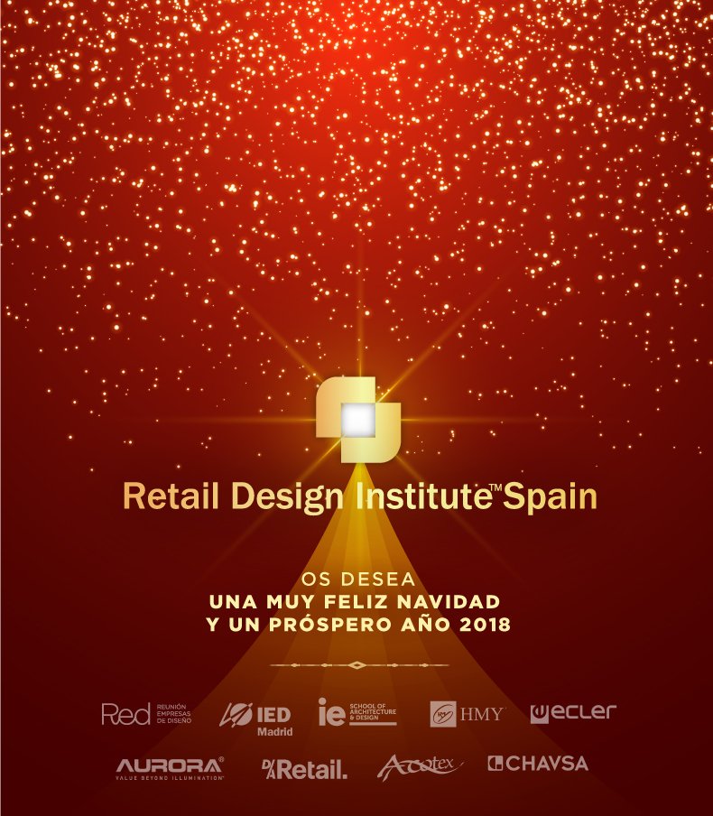 RDIspain's tweet photo. Todo el equipo de @RDIspain y sus partners @RedAEDE @IEDMadrid  @CHAVSA_  @ieArchDesign @daretail @auroralighting @hmy_group @eclerofficial @acotex os deseamos una MUY FELIZ NAVIDAD y todo lo mejor para 2018! https://t.co/9nhrKVb56r