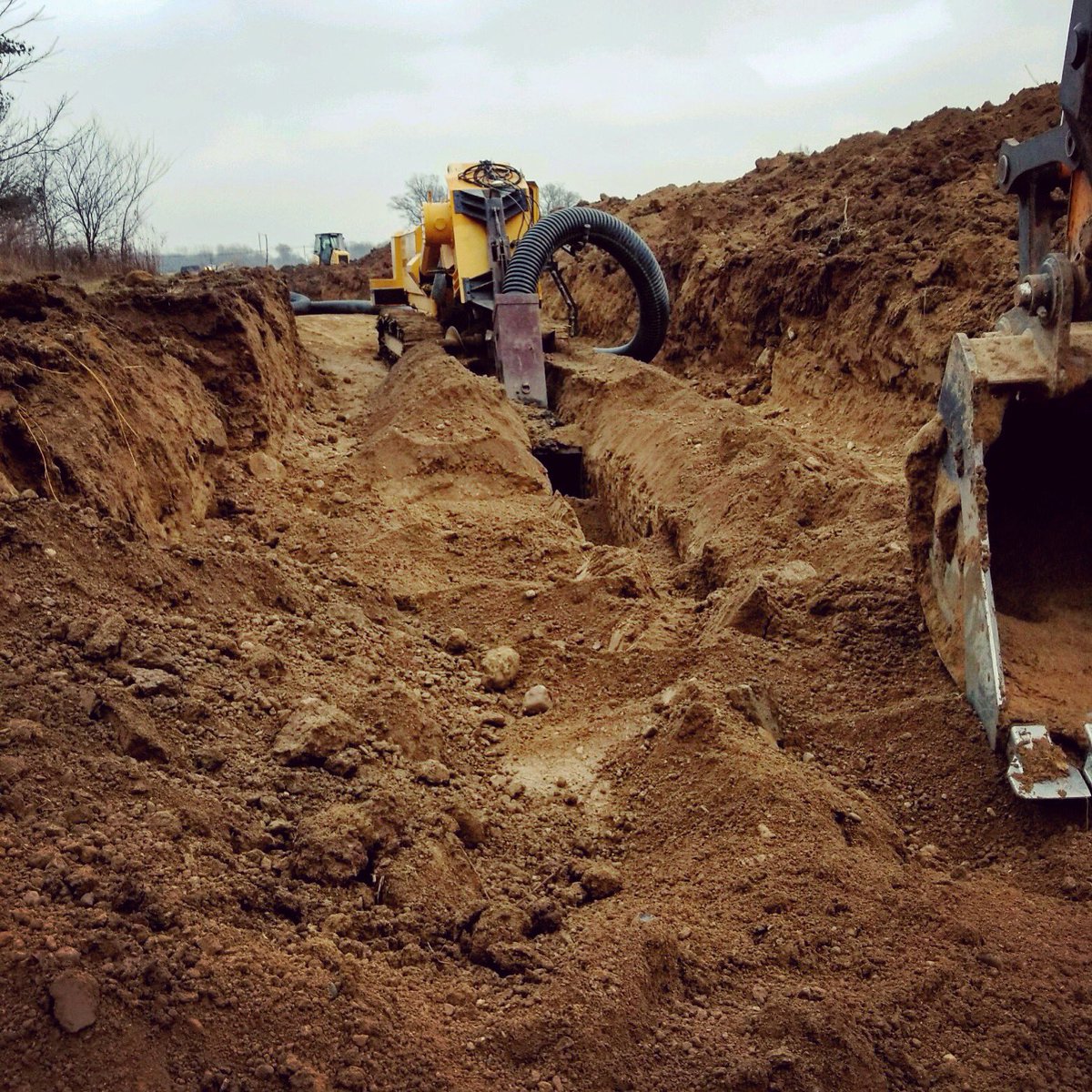 Deep #OverCut with the <a href="/interdrain/">Inter-Drain</a> 4045T trencher. #tile17 #agriculture #WaterManagement #LandImprovement #Farming #Indiana #TileDrainage