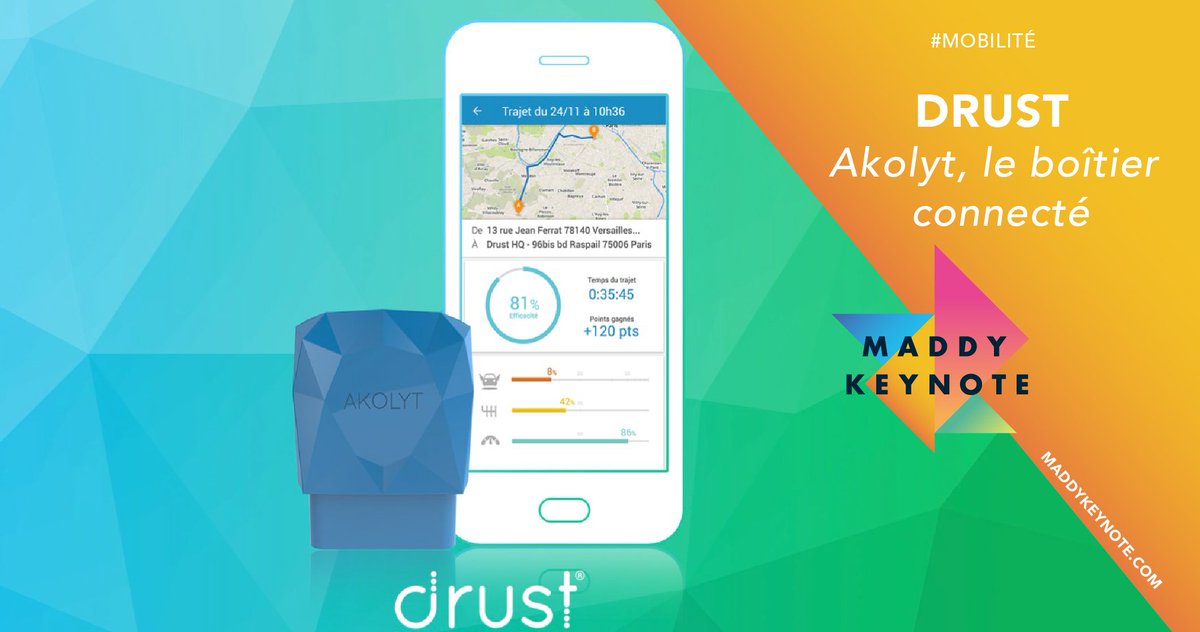MaddyKeynote's tweet photo. #MK2018 : Maîtrisez votre conduite grâce aux conseils de @drust_fr, le boîtier qui donne des conseils en temps réel sur votre conduite et vous fait faire des économies 🚘 👌 #BeASuperdriver #ConnectedCar #startups #Innovation
A découvrir à la Maddy Keynote 2018 ! 👍 https://t.co/fmSh7LPg11