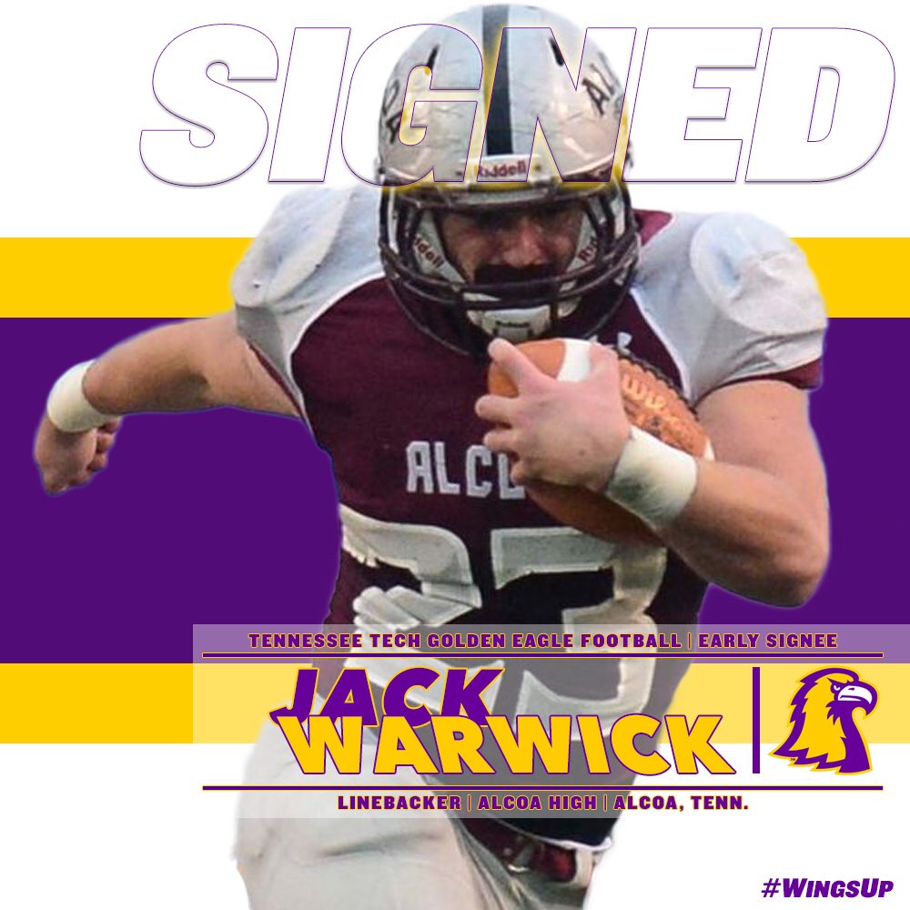 TNTechFootball's tweet photo. Welcome, Jack Warwick, to the Golden Eagles! #WingsUp #ChristmasCameEarly #DecemberSigningDay https://t.co/2kqyJHA5gW