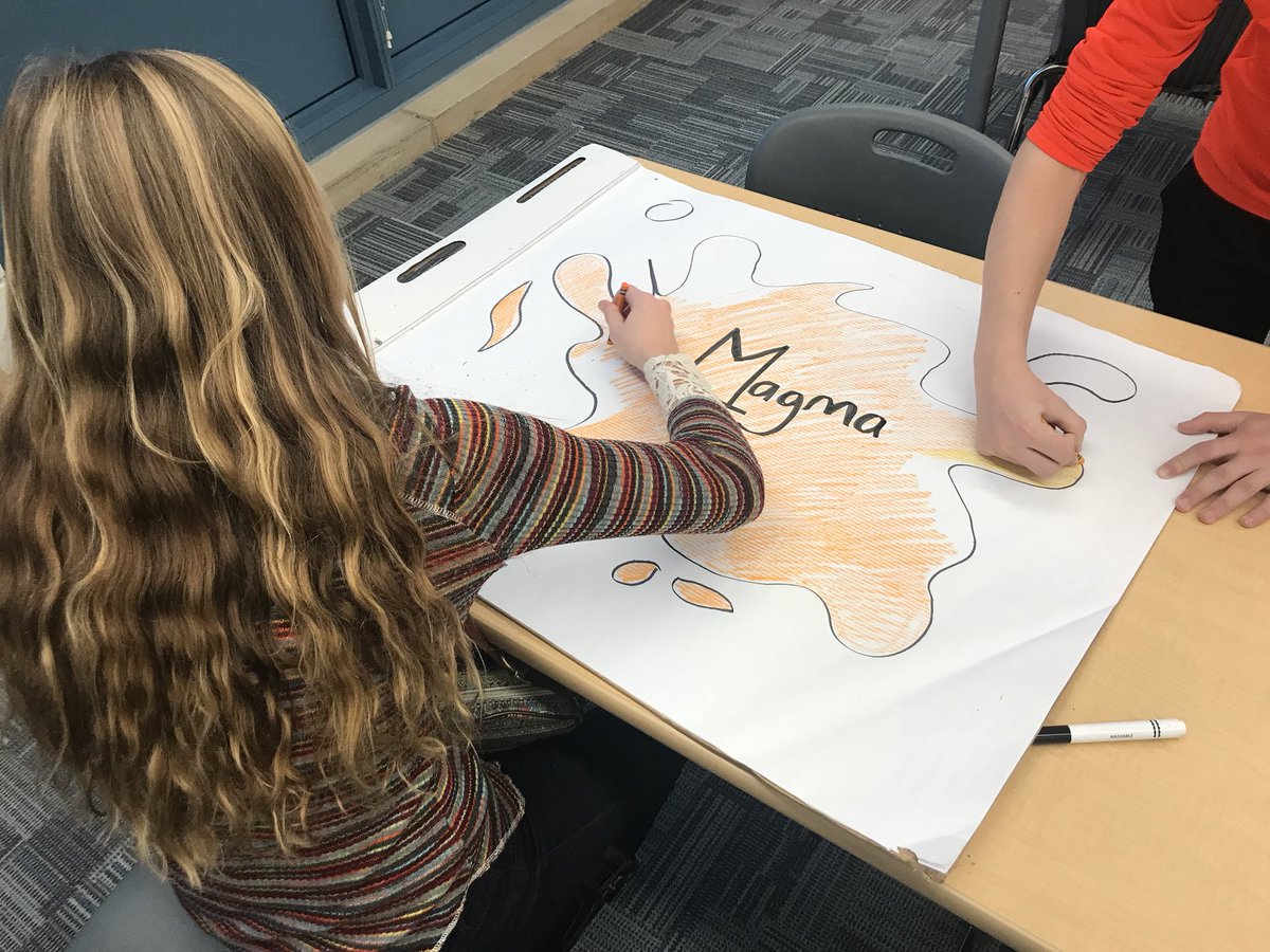 RHS_lib's tweet image. Science time in the library today.  Students are preparing presentations on the rock cycle using StikBot, PowerPoint, and iMovie.  @rjshsraiders