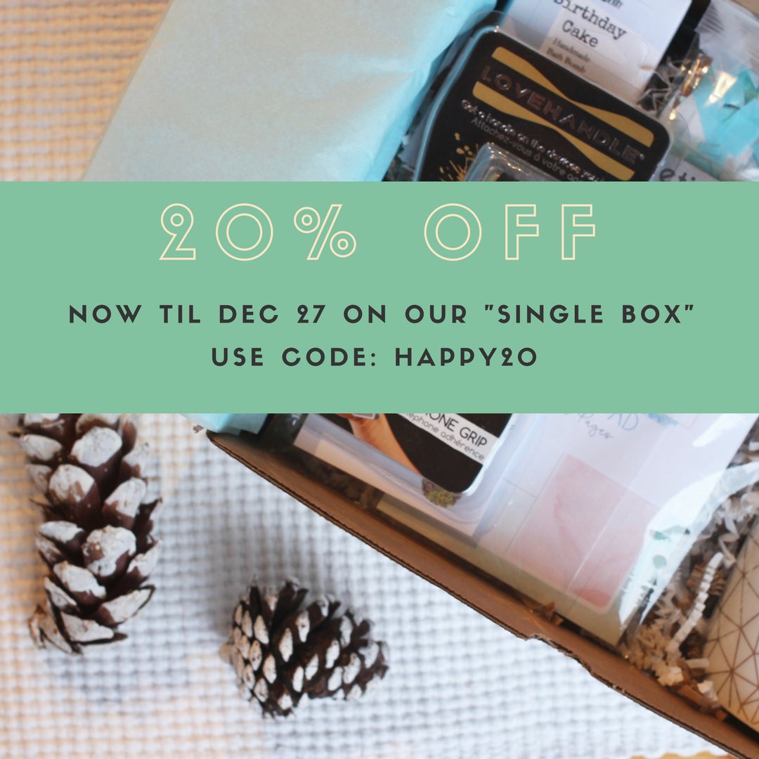 staycreativebox's tweet photo. GET IT or GIFT IT! From now until Dec 27, get 20% off when you purchase our Single Box - ships the first week of January. Use code: happy20 https://t.co/g1h1huopgs