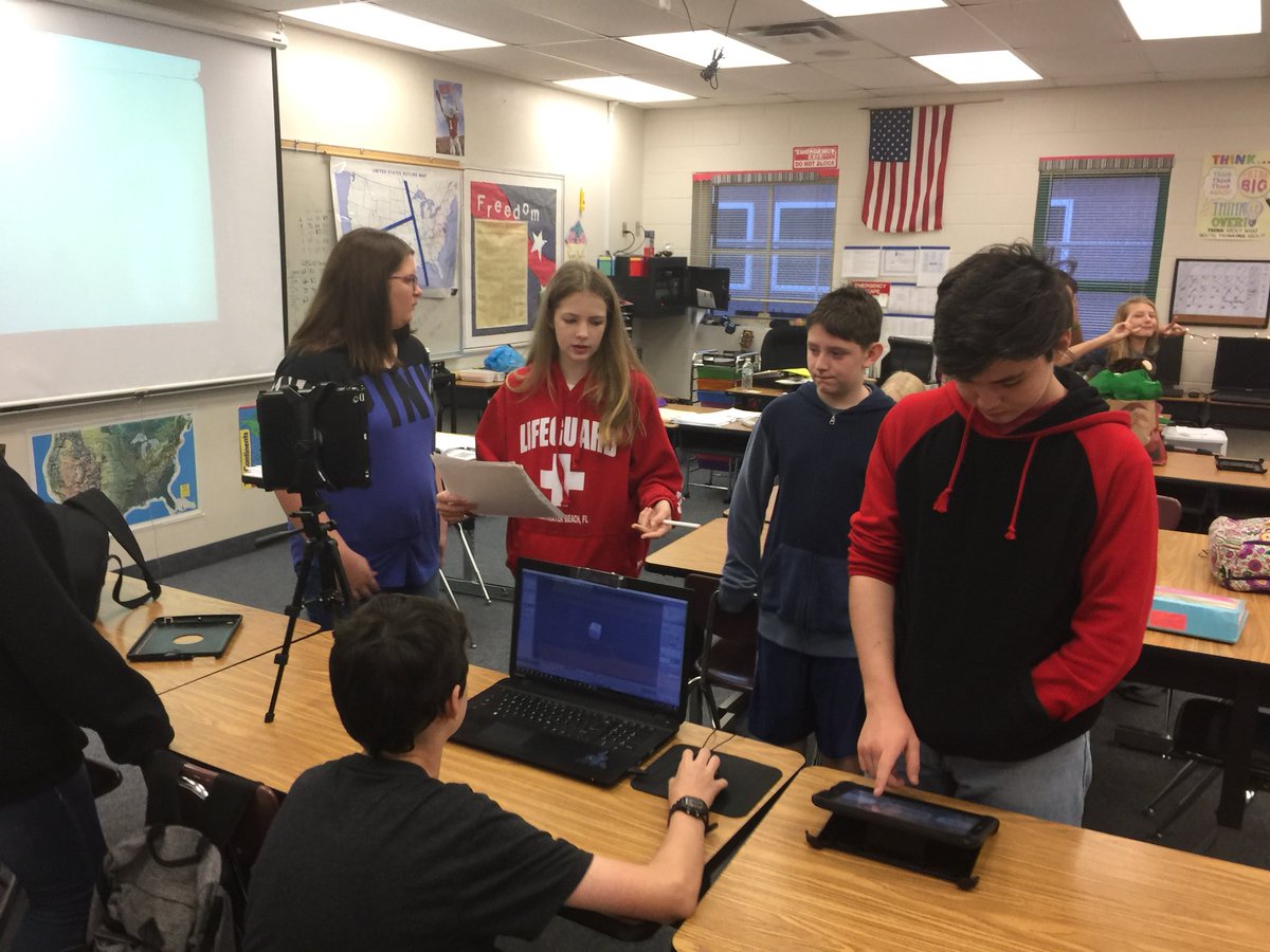 danvkoch's tweet photo. Always love seeing the CSMS Falcon News Network in action! Here they are hard at work planning their show (and not their Christmas party...😆). #falconsallin #csmsriseup #ccsbinnovates https://t.co/uf1QDeyW6t