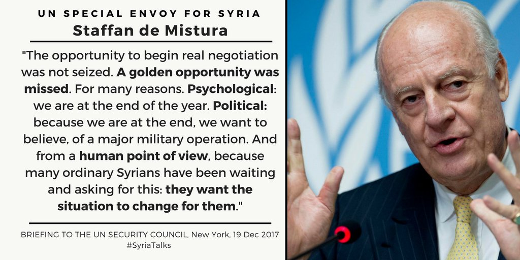 UNGeneva's tweet photo. Following up on the 8th #SyrianTalks last week, Staffan de Mistura, @UN Special Envoy for #Syria, briefed the #UNSC on the outcomes of the 2-week consultations at @UNGeneva https://t.co/nTbSWFcIuN. https://t.co/FO0oni2y8n