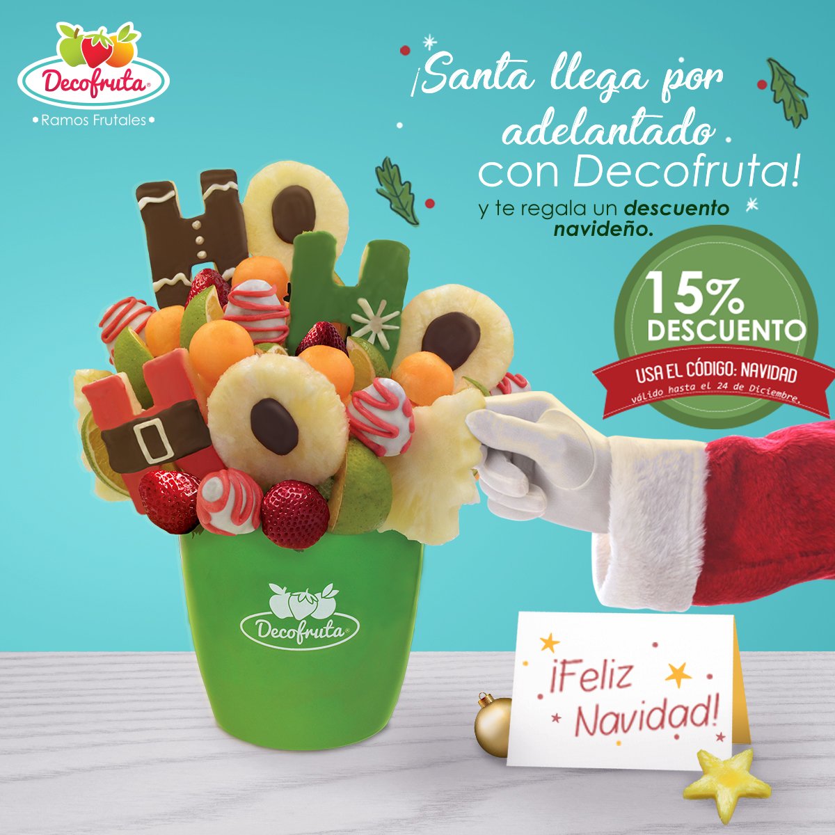 decofruta's tweet photo. ¡Santa llega por adelantado con #Decofruta! 🎅
Ingresa a https://t.co/ujYmFAzCQt utiliza el código: NAVIDAD y disfruta del 15% de descuento 🎁Si vas realizar tu compra directamente en cualquiera de nuestras a tiendas, menciona el código: "navidad" 🎄#navidad #RamosFrutales #Santa https://t.co/5rcbrYZHGj