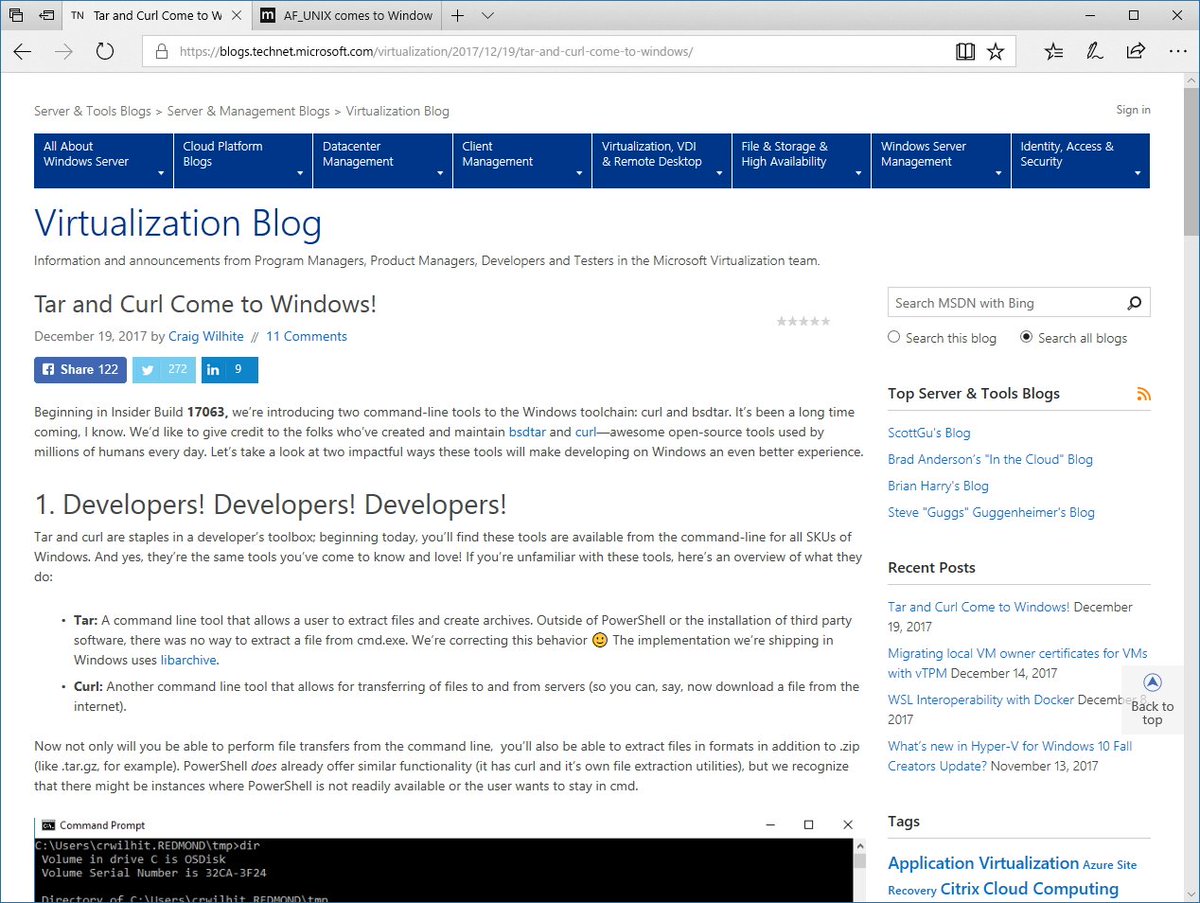 「tar」「curl」がWindows 10に、“WSL”も強化 ～Insider Previ... (56 users) https://t ...
