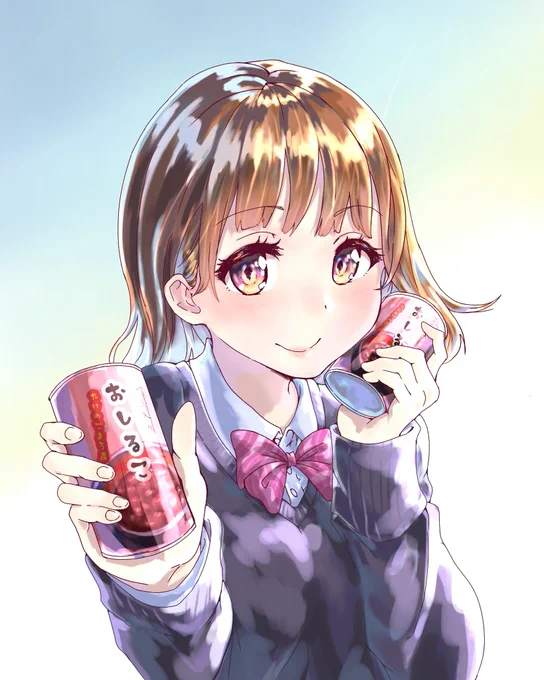 「おしるこ、飲む?」冬の女の子描いてみました!#オリジナル#おしるこ 