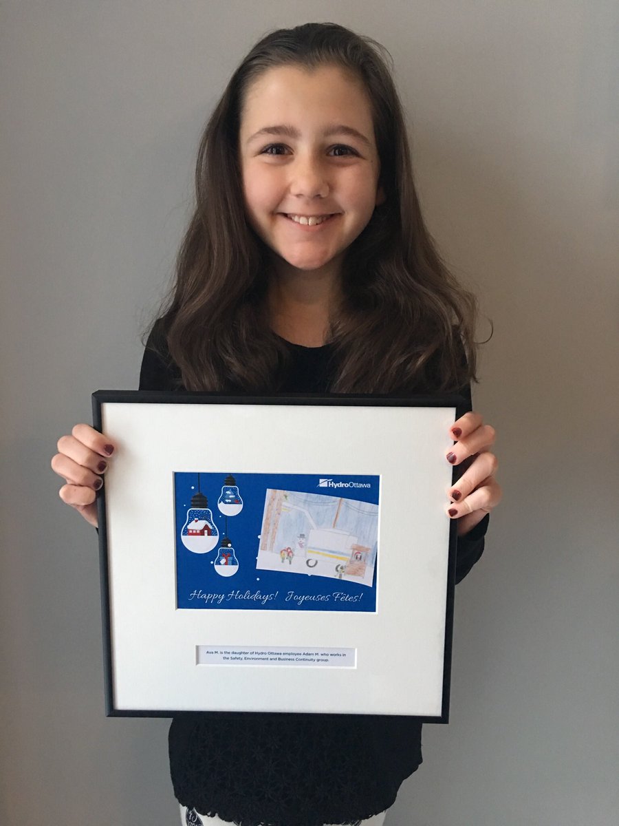 ChantalMacG's tweet photo. @hydroottawa Ava was thrilled to have been selected as the winner of the Christmas Card Contest!!!  So proud to be a part of the Hydro Ottawa family - Merry Christmas!!! https://t.co/2MnZ4WyWxh