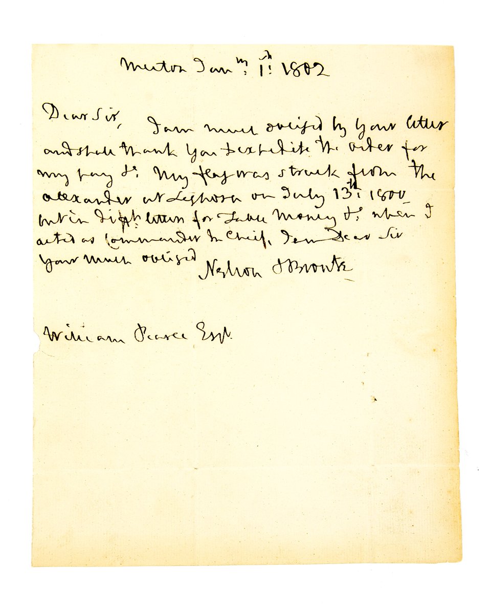 HansonsUK's tweet image. Lot 1109: Lord Nelson signed letter SOLD today for £2700! #LibraryDepartment