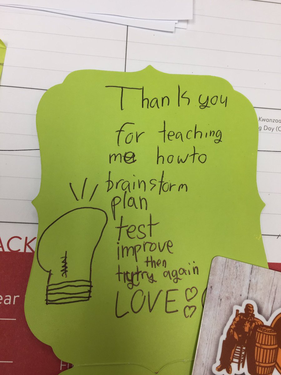 christinalaoshi's tweet photo. Been teaching the steps of the Engineering Design Process to my students. I guess it has made an impression! π #LMPThinkTank @LakeMaryPrep https://t.co/Z9m5TuPGHZ
