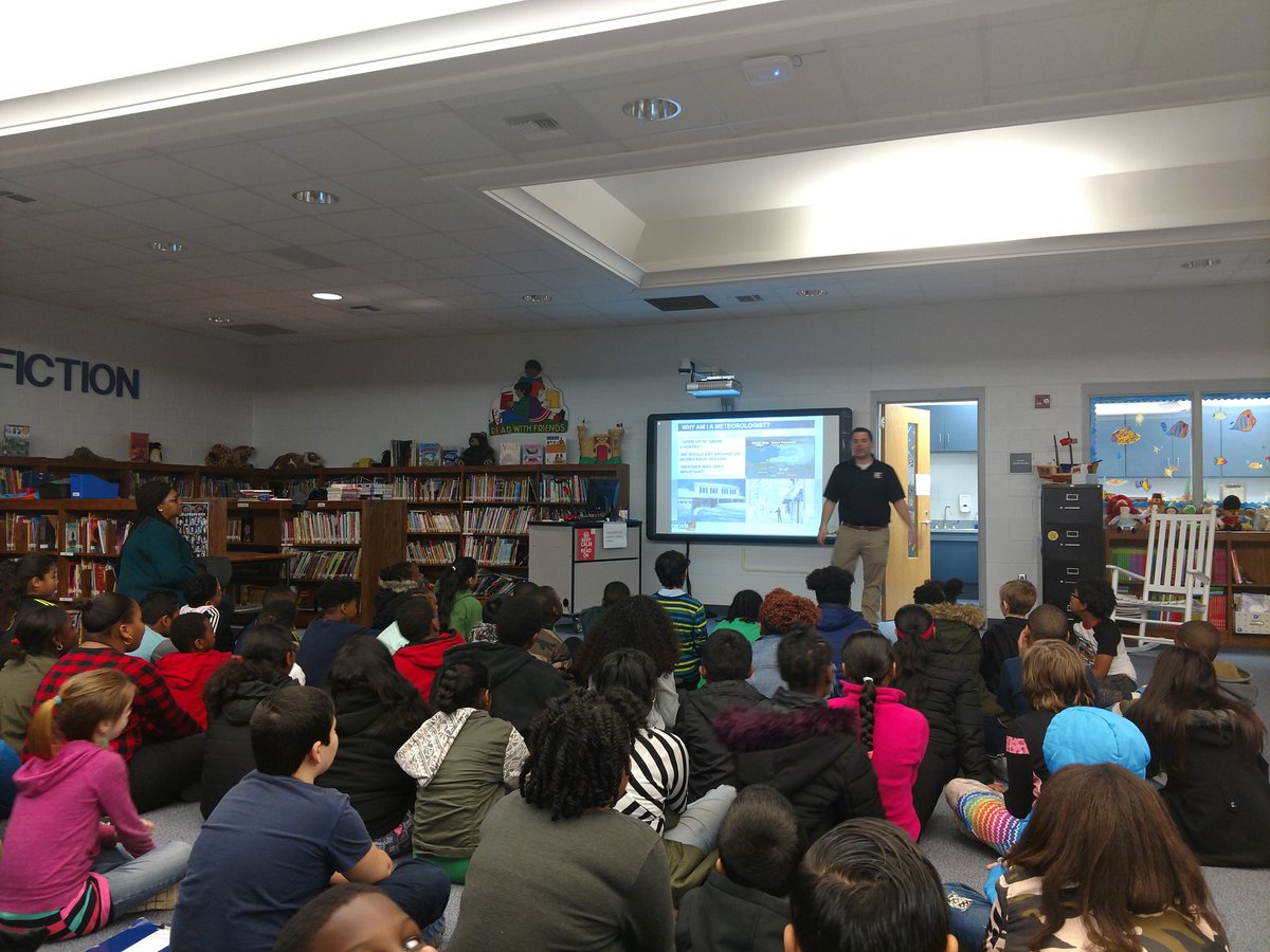 Tim Buckley is talking with our fifth graders about weather.