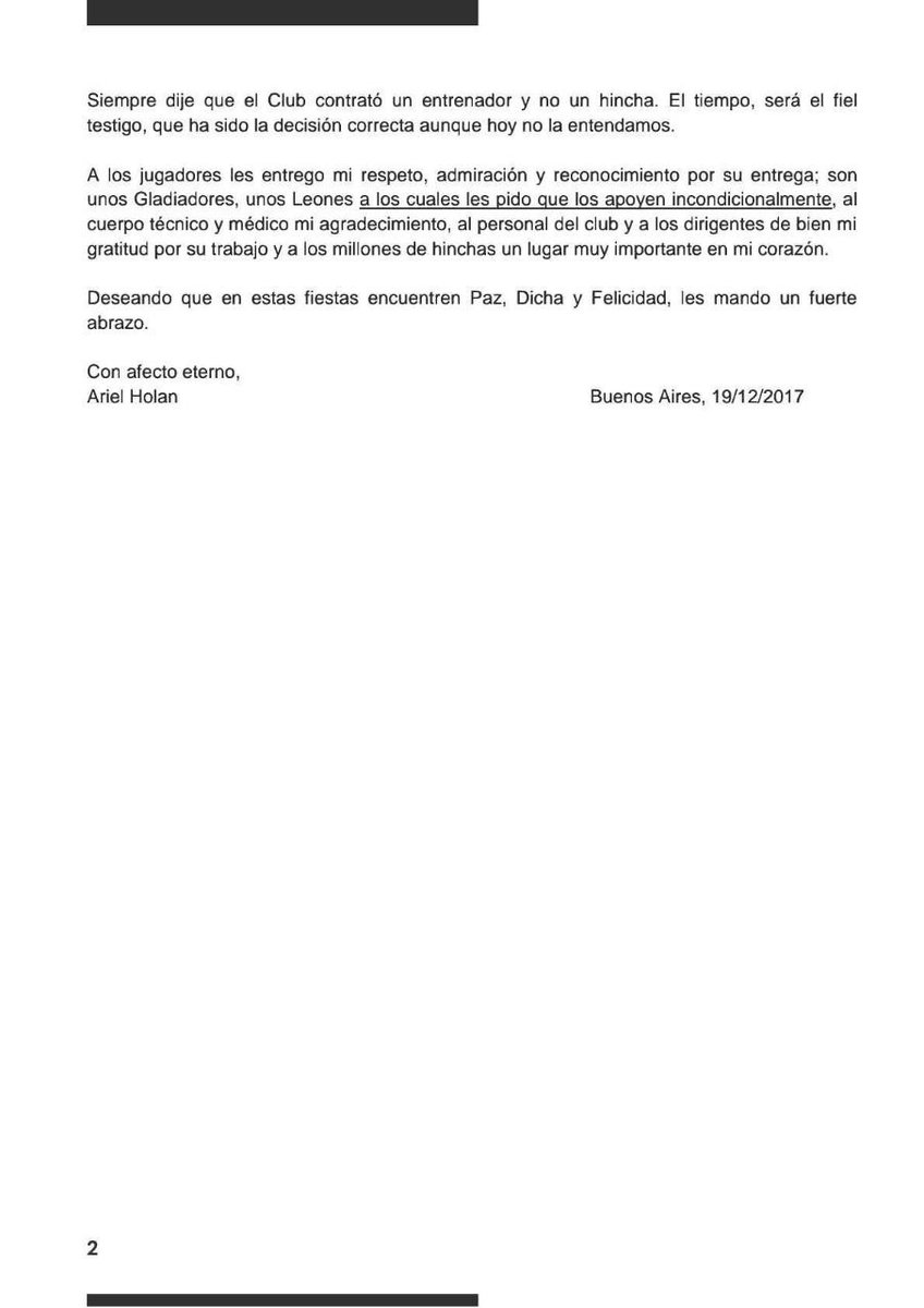 ElPalcoDigital's tweet photo. #Independiente | Ariel Holan dejó de ser el entrenador del Rojo y se despidió con una carta https://t.co/K4KAYtIaz4