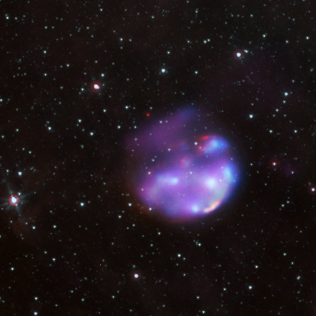 chandraxray's tweet photo. This supernova remnant is one of the youngest in our Milky Way galaxy, likely less than 2,500 years old as seen on Earth! Roughly 26,000 light years away, the explosion's shock wave is racing through #space at about 2.4 million km/h (1.5 million mph)! https://t.co/6qKKthDPwR https://t.co/EmWfhNF2mo