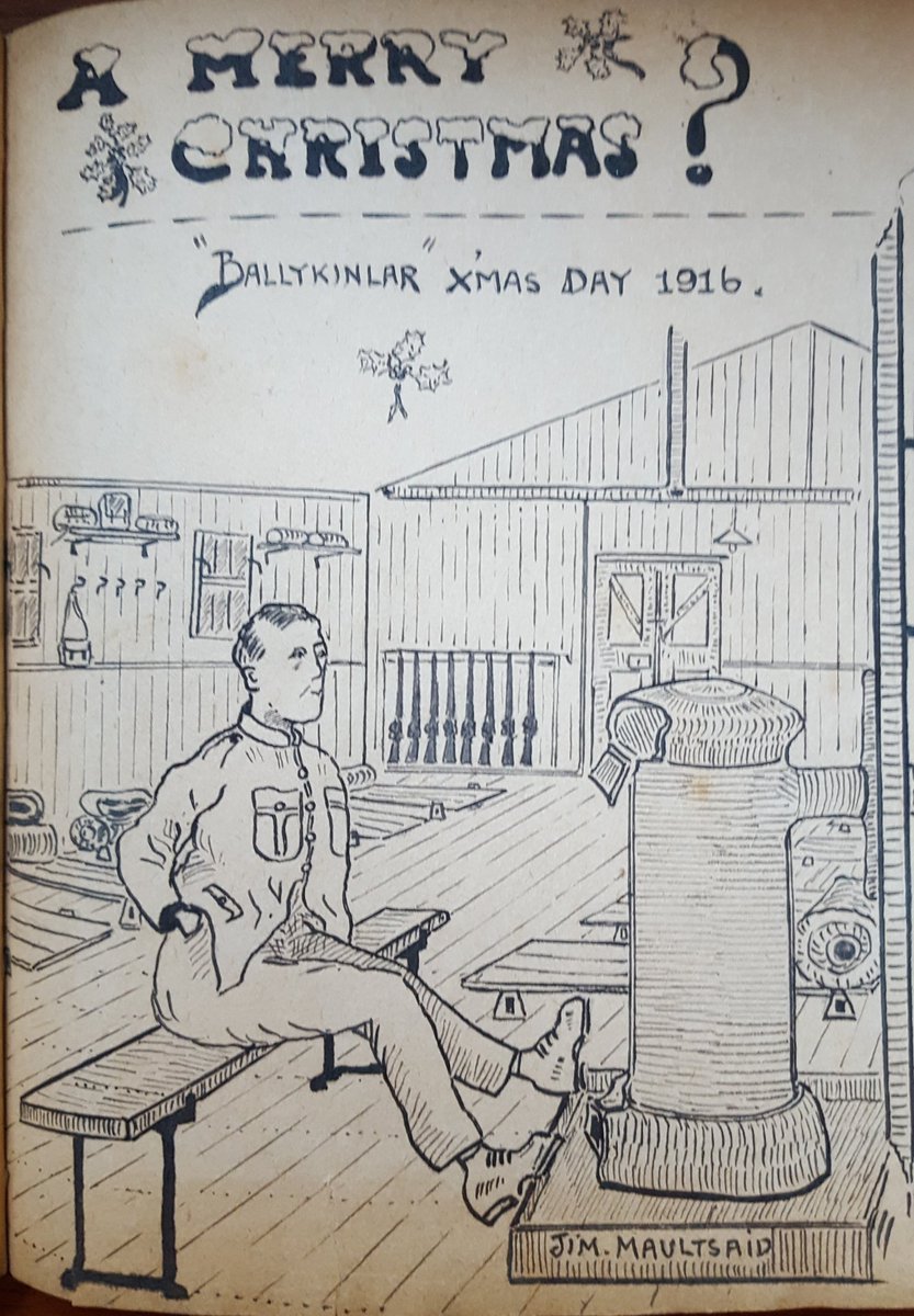 A MERRY CHRISTMAS from BALLYKINLAR ... drawn in 1916 by Jim Maultsaid #starshellreflections #MaultsaidDiaries  <a href="/ECMFCM/">Enniskillen Castle: Fermanagh County Museum</a> <a href="/penswordbooks/">Pen & Sword Books</a> <a href="/RIrishFMuseum/">Royal Irish Fusilier</a>