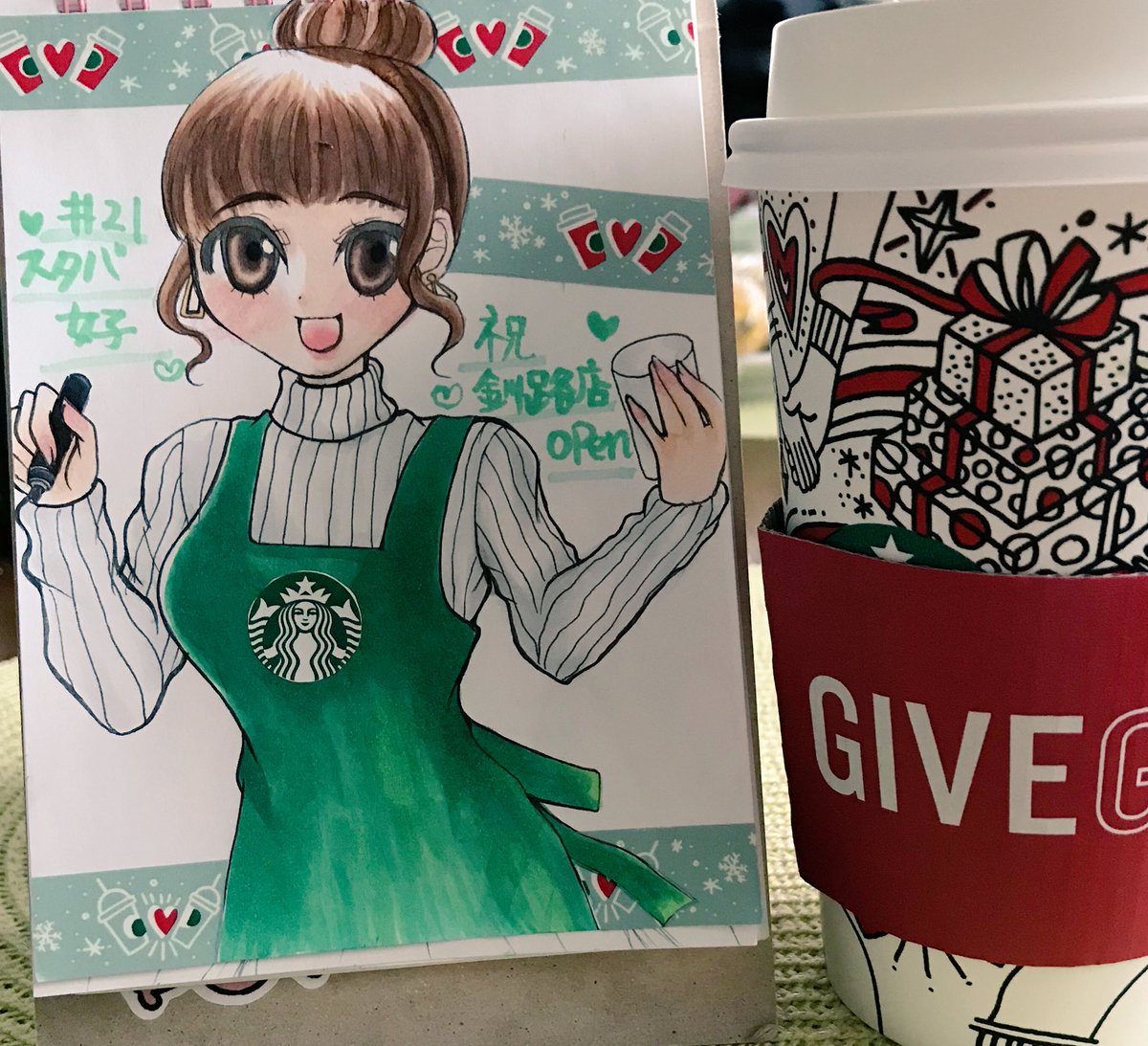 ট ইট র まいにち女子21 スタバ 女子 今日はイラストだけじゃなくコーヒーも一緒に載せたww マステは羽田の スタバでもらったやつ使った ᴗ そういえば今日話しかけてくれたお姉さん可愛くて優しかったなぁ ཫ