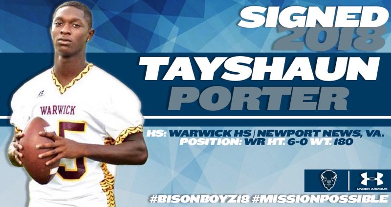 HUBISONFOOTBALL's tweet photo. Inked✒ 757 Stand up! Bison Family welcome 2🌟🌟 WR @TpXv_Era #BisonBoyz18 
#MissionPossible 
#EarlySigningPeriod https://t.co/1hliVAiXic