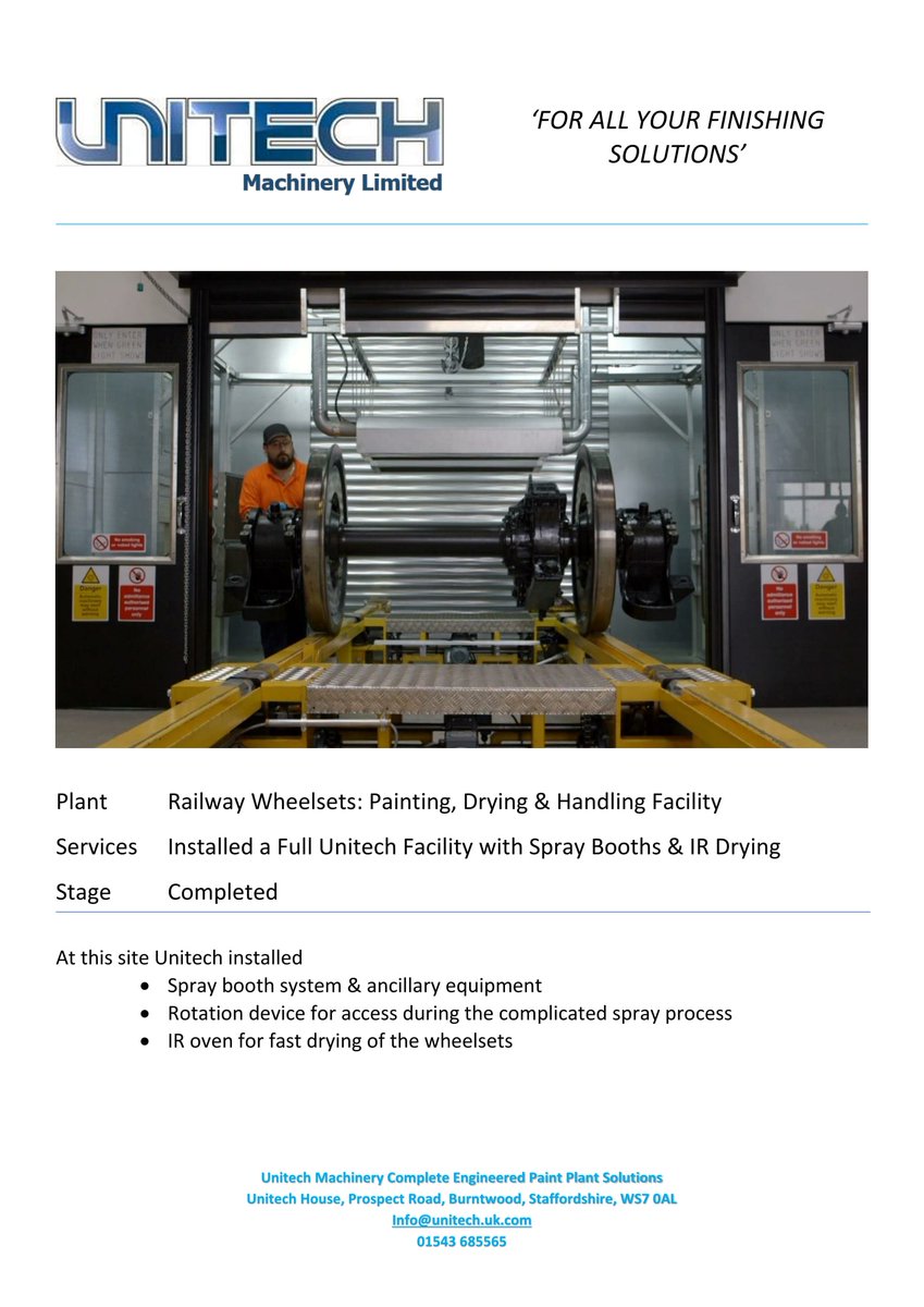 TheUnitechGroup's tweet photo. A #casestudy showing Unitech Machinery's capabilities in #painting & #IRdrying #spraybooth #infrareddrying #railwaywheelsets https://t.co/tYCGftstzH