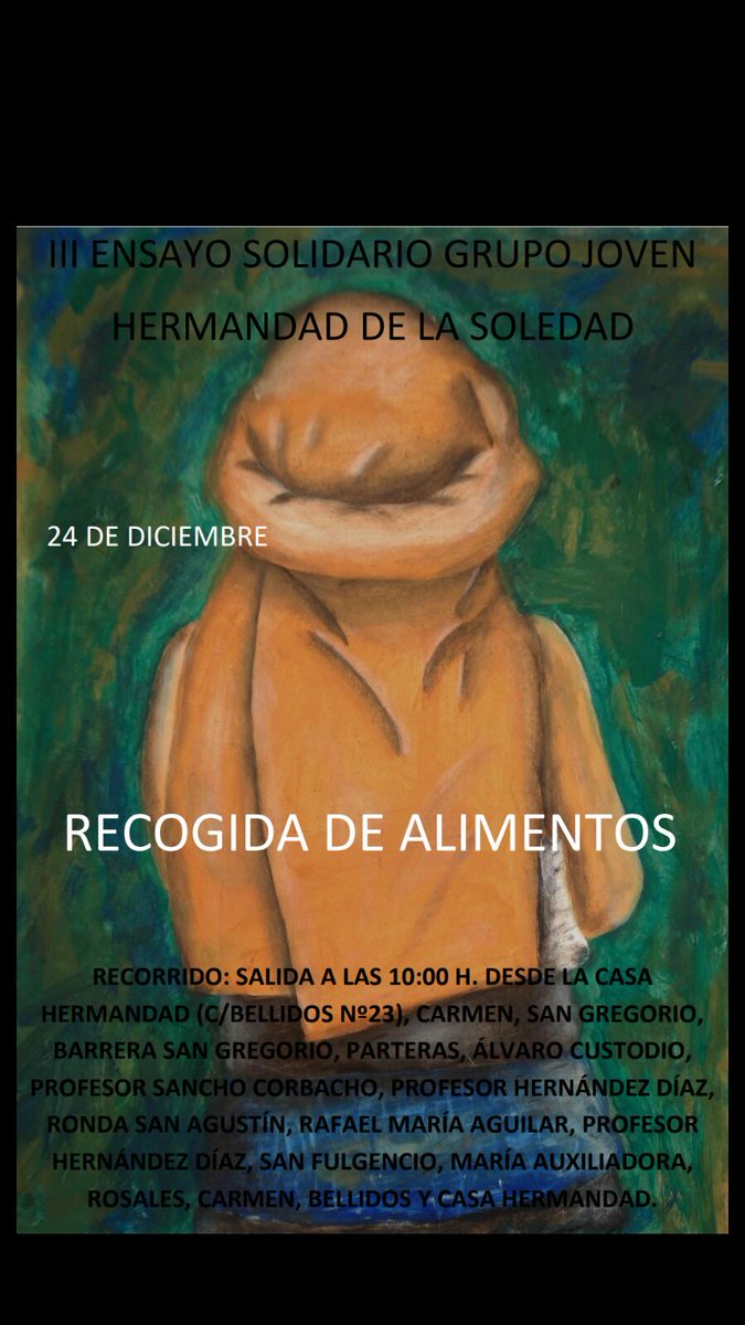 Hola buenas pues por otro año mas el Grupo Joven de la Hermandad de la Soledad realiza la recogida de alimentos el dia 24/12/2017 para las personas mas necesitadas de Écija.