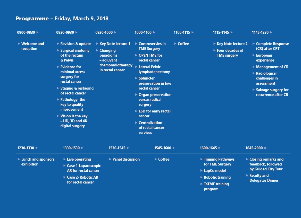 4thTME18's tweet photo. Programme and Registration - the 4th Portsmouth TME Symposium @4thTME18 @QAHospitalNews #colorectalsurgery #TME #VIMARS #roboticsurgery #taTME https://t.co/Ty8W0XIpFW