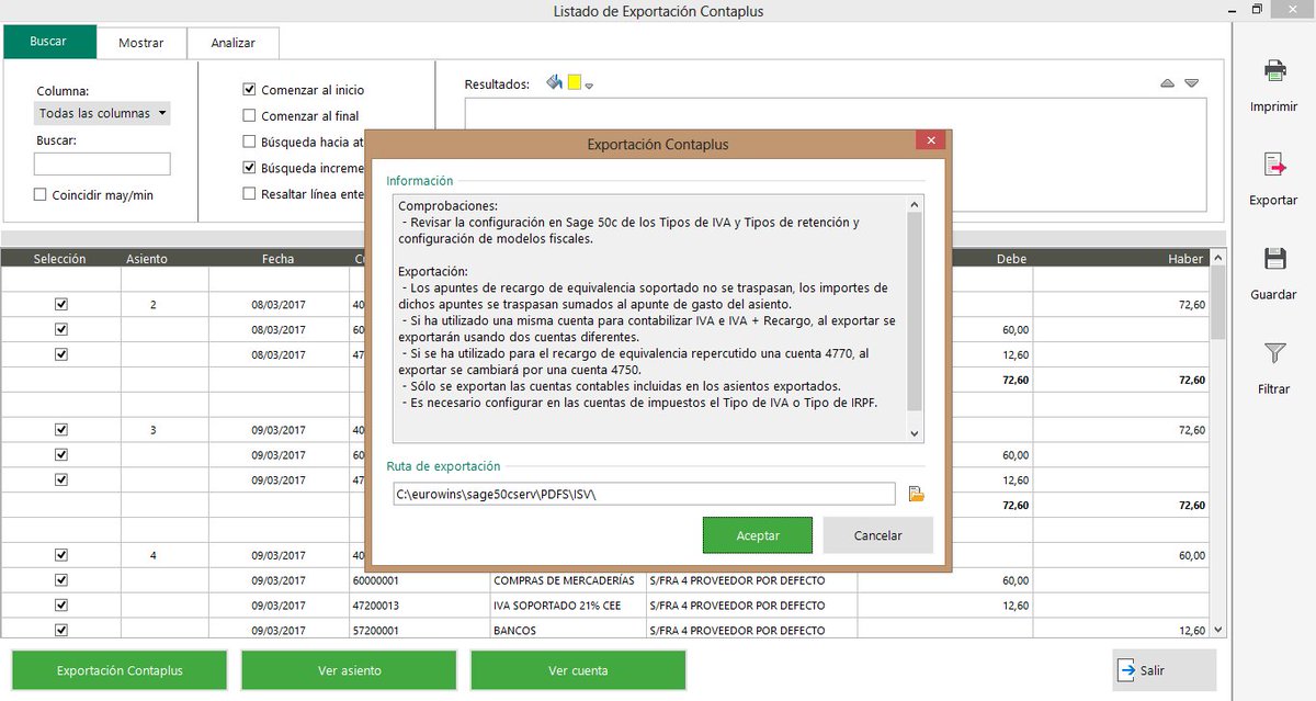 Sergi_Canyas's tweet image. Ya está disponible una nueva versión de #Sage50 que permite exportar los datos contables al asesor que tenga #Contaplus @SageSpain