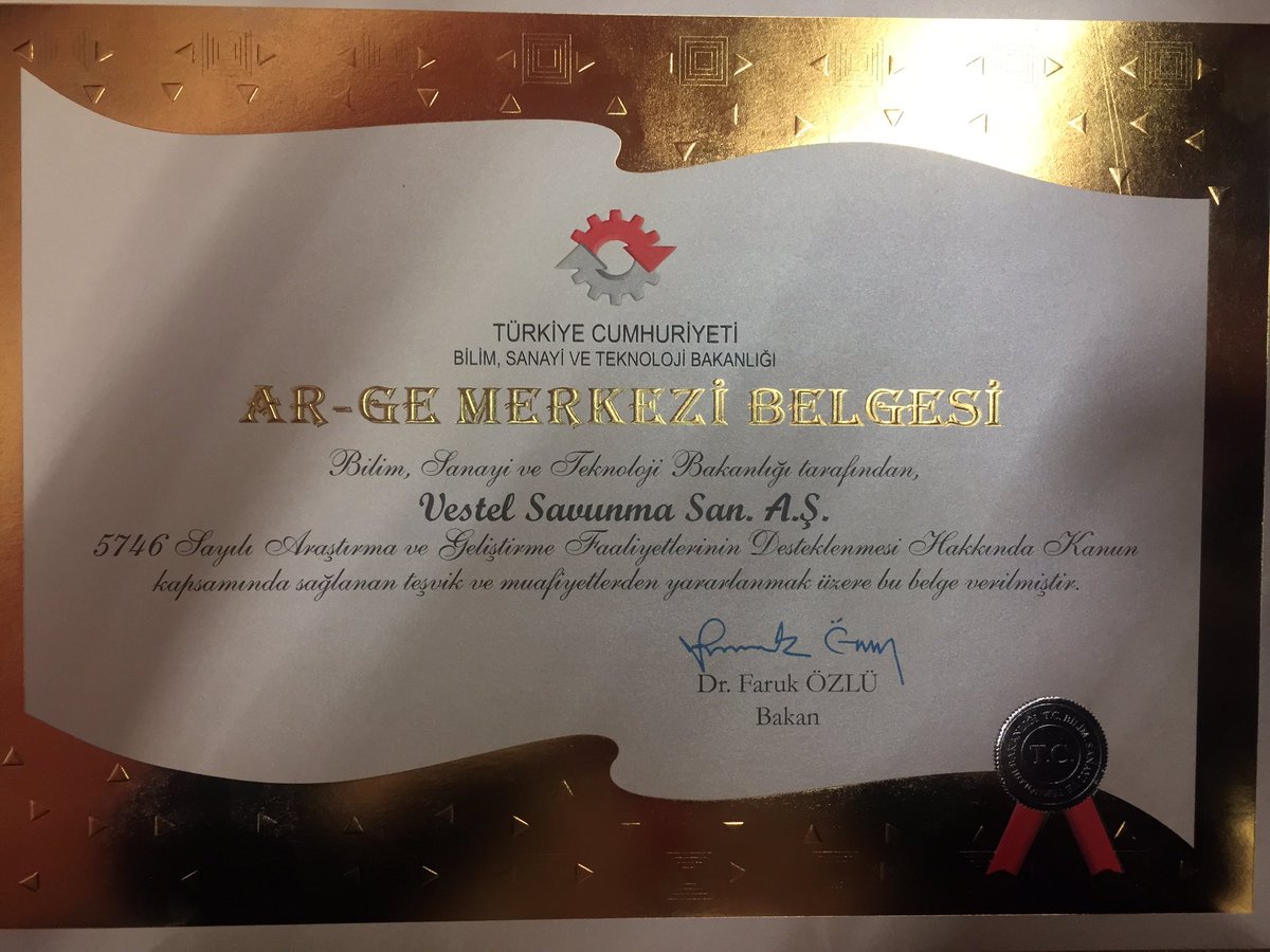lentatek_'s tweet photo. Ar-Ge Merkezi Belgemiz, 20-21 Aralık tarihlerinde düzenlenen ‘6. Özel Sektör Ar-Ge ve Tasarım Merkezleri Zirvesi’nde, Sayın Bakanımız Dr. Faruk ÖZLÜ tarafından şirketimize takdim edilmiştir.
#VESTELSavunma #VESTELDefence https://t.co/ZPmW6lERRr
