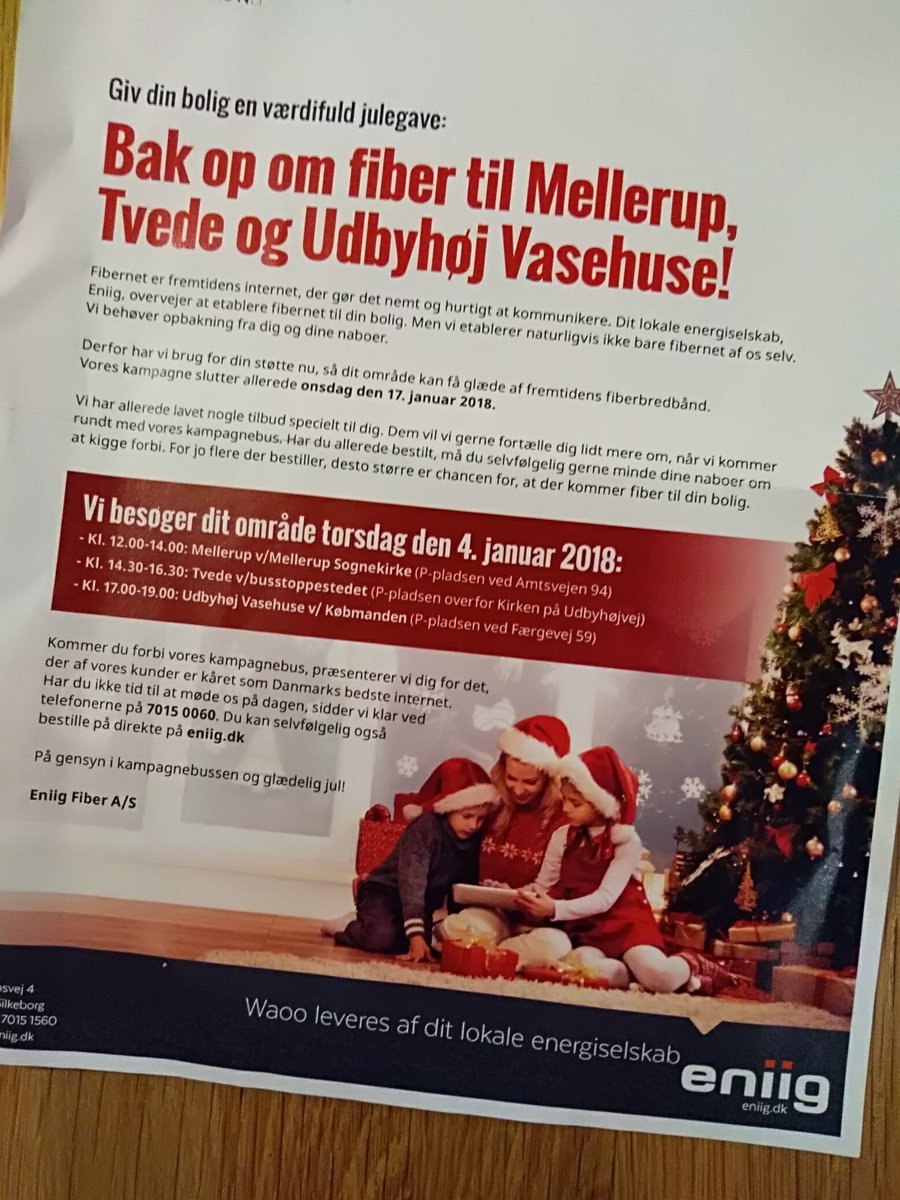 MunkJepsen's tweet photo. Så skal julegaverne klares - i Mellerup landsby kommer der forhåbentlig masser af fiber i pakkerne. Fiber skal prioriteres i #landdistrikterne #dkpol #randers #fibernet @Eniig_dk https://t.co/keMtqTUNcF