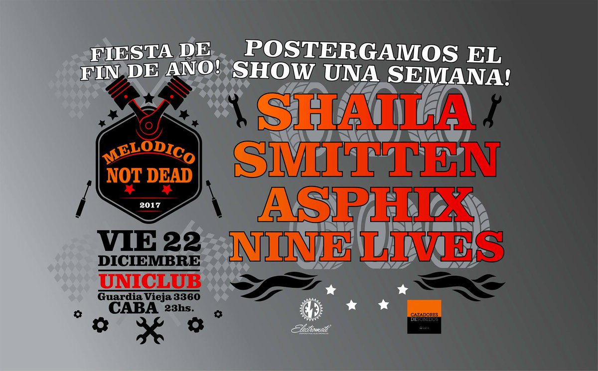 ➤ En pazymusica.com.ar te recomendamos
➤ <a href="/shaila_somos/">Shaila hc-punk</a> - <a href="/smittenoficial/">Smitten</a> el 22 de Diciembre en <a href="/UniclubBA/">UNICLUB</a> 
📆 facebook.com/events/6831366…