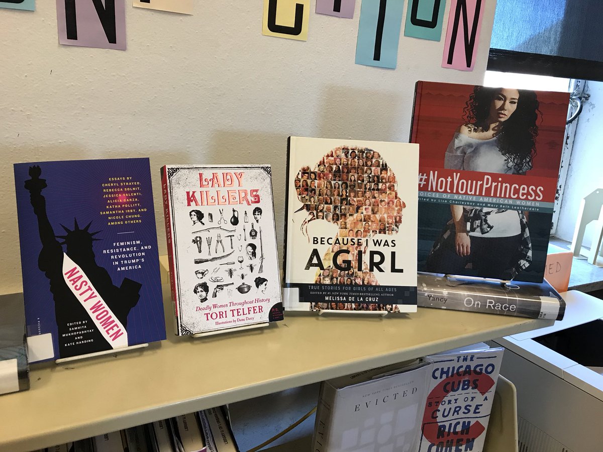 UniHighLibrary's tweet photo. Look at the lady excellence in this display. Women tell diverse, important stories. @CherylStrayed @JessicaValenti @KateHarding @wordscience @MelissadelaCruz @LisaCharleyboy https://t.co/9jbvcBFdVh