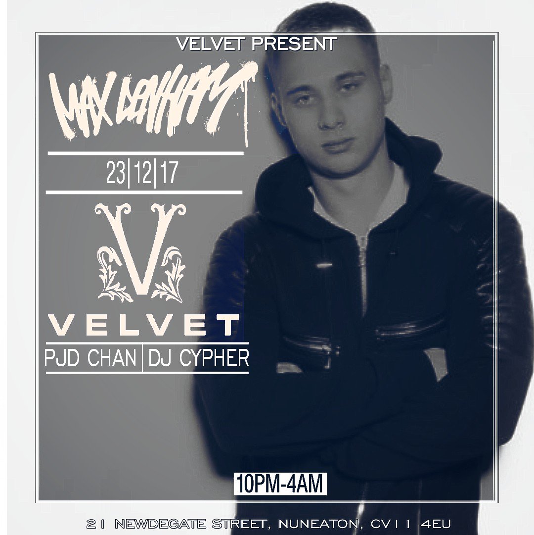Man Like <a href="/MaxDenham/">Max Denham</a> Coming This Saturday <a href="/VelvetNuneaton/">VELVET</a> 
🔥🔥🔥10pm-4am🔥🔥🔥
Supported by <a href="/PJDchan/">PJD CHAN</a> &amp; <a href="/DJCypha/">Djcypha</a> 
FREE BEFORE 12AM
Lets Get It Poppin!!!