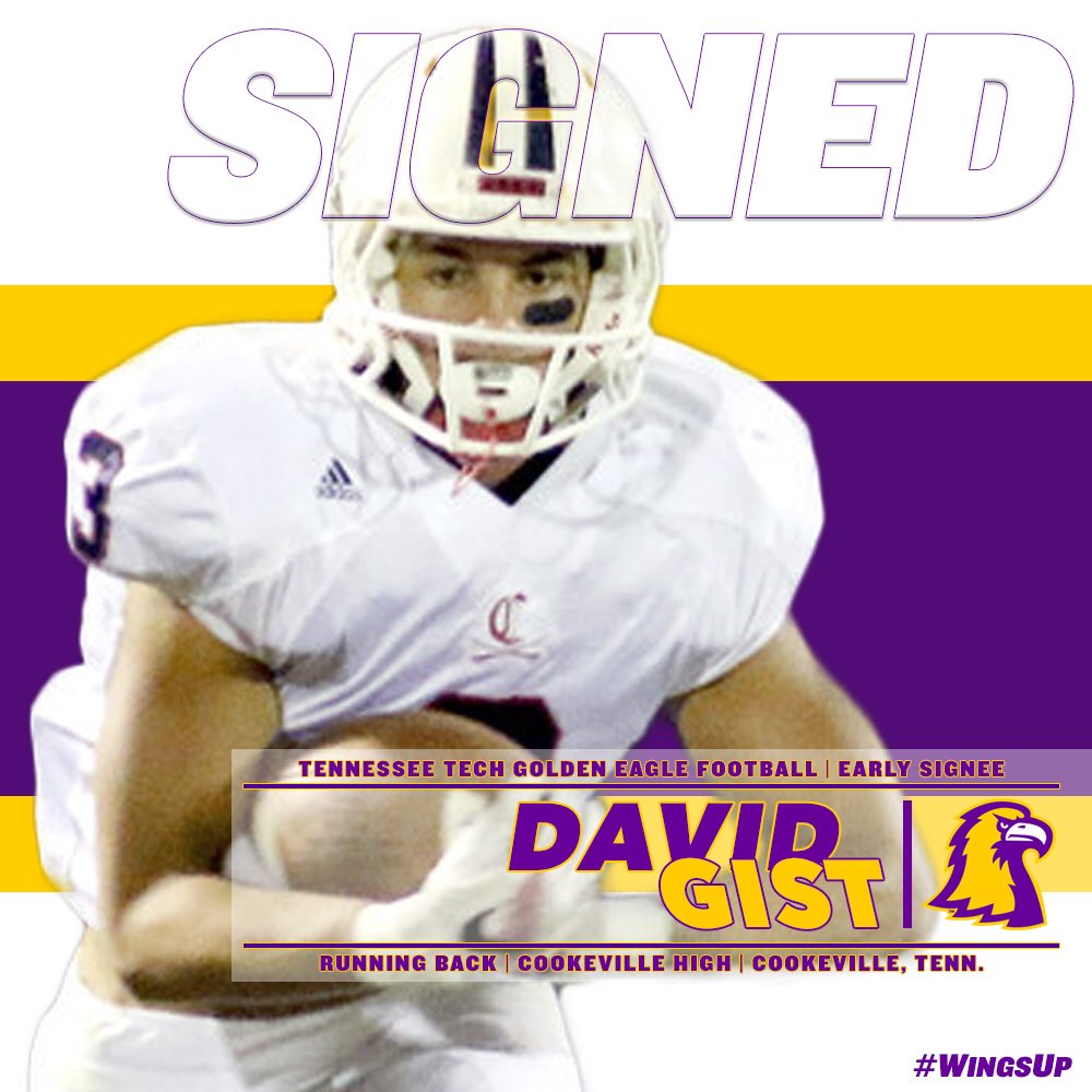 TNTechFootball's tweet photo. Welcome to the Golden Eagles, David Gist! #WingsUp #ChristmasCameEarly #DecemberSigningDay https://t.co/m1vhpfviqc