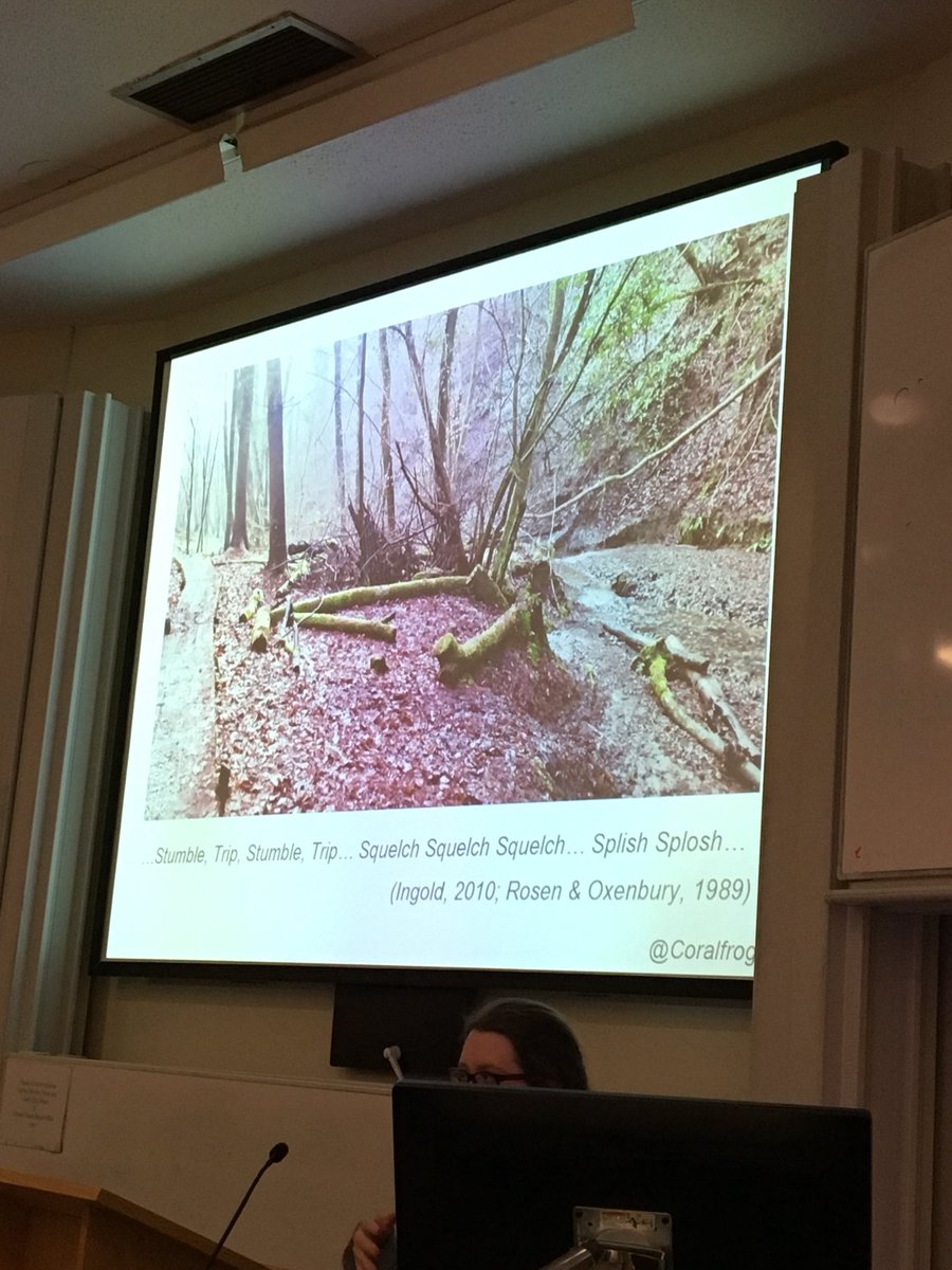 Penultimate paper of <a href="/TAGCardiff/">TAG 2017</a> <a href="/Kirstymill/">Dr Kirsty Millican</a> @Coralfrog talking walking Ironbridge Gorge, bit of #Psychogeography for yours truly having run through these woods some years back! #TAG2017 #bearhunt